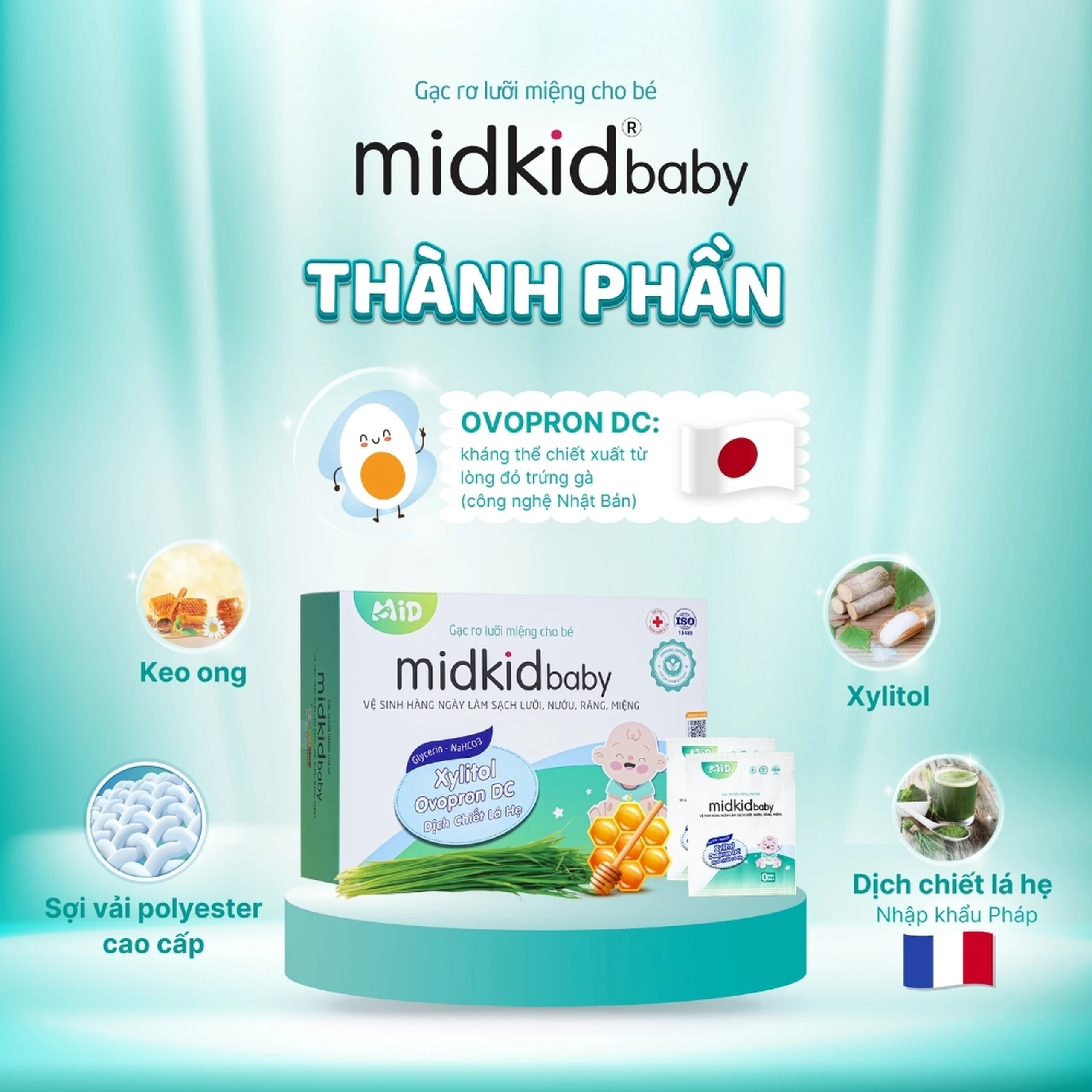 Gạc răng miệng Midkid baby cho bé sơ sinh từ 0 tháng tuổi (50 gói) 4