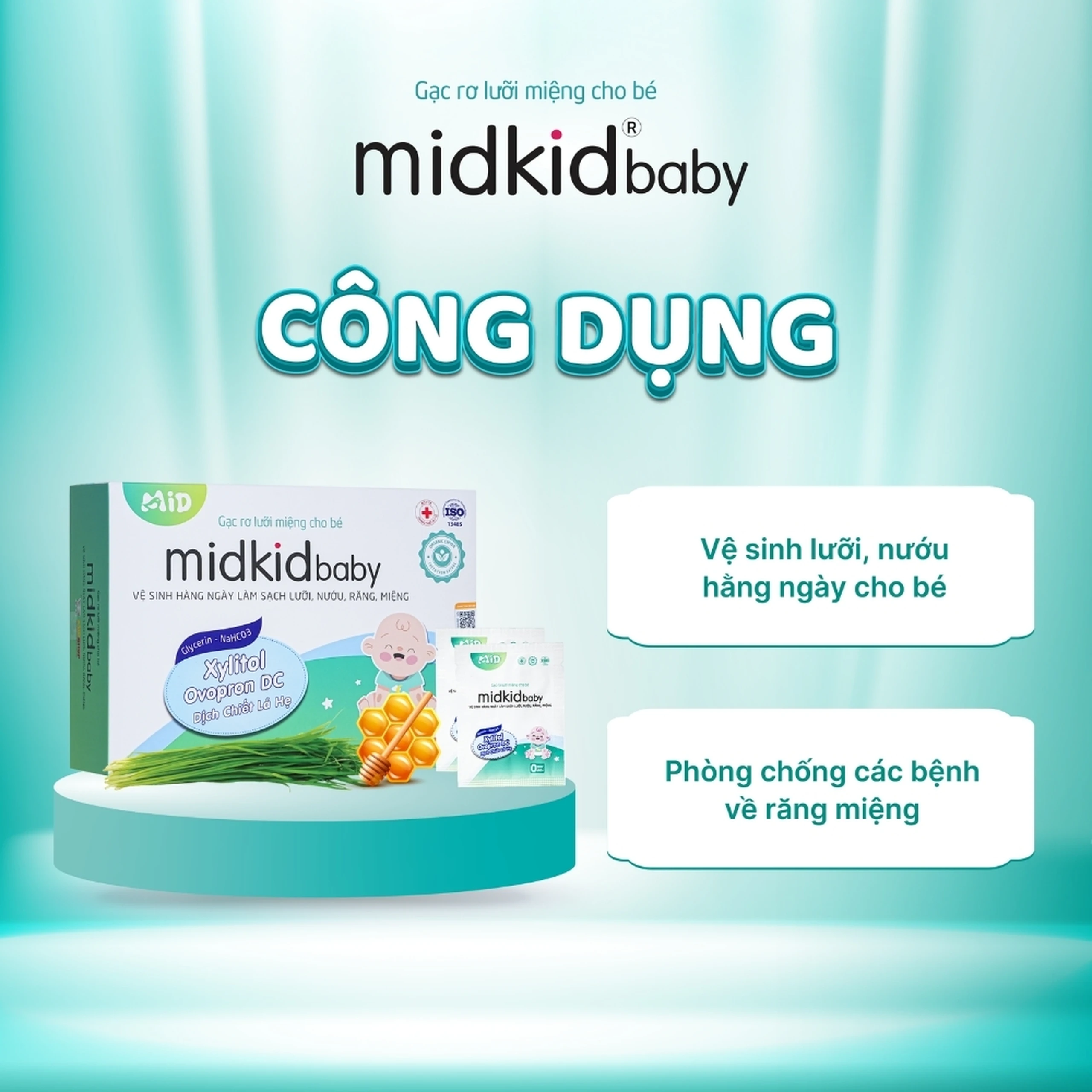 Gạc răng miệng Midkid baby cho bé sơ sinh từ 0 tháng tuổi (50 gói) 1