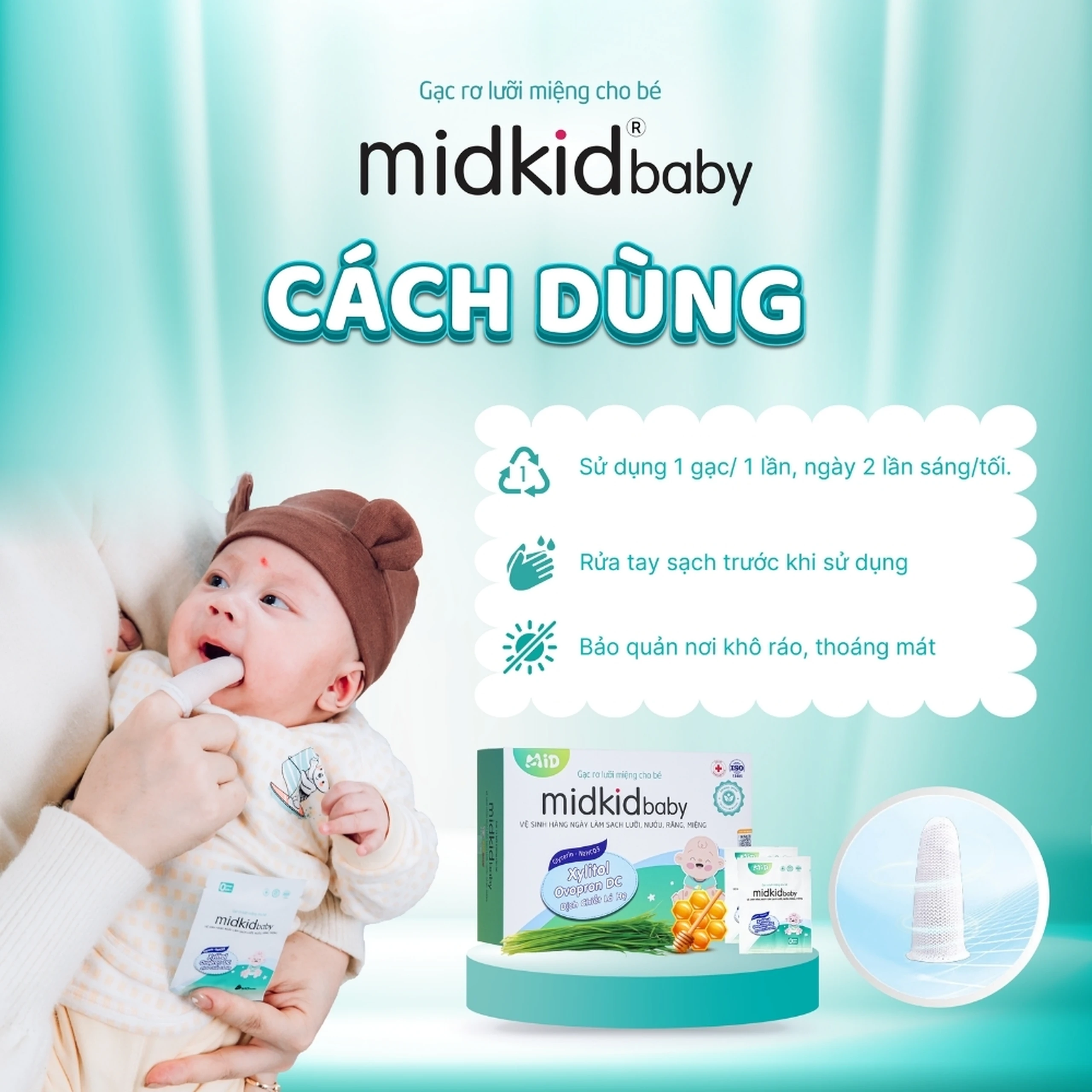 Gạc răng miệng Midkid baby cho bé sơ sinh từ 0 tháng tuổi (50 gói) 6