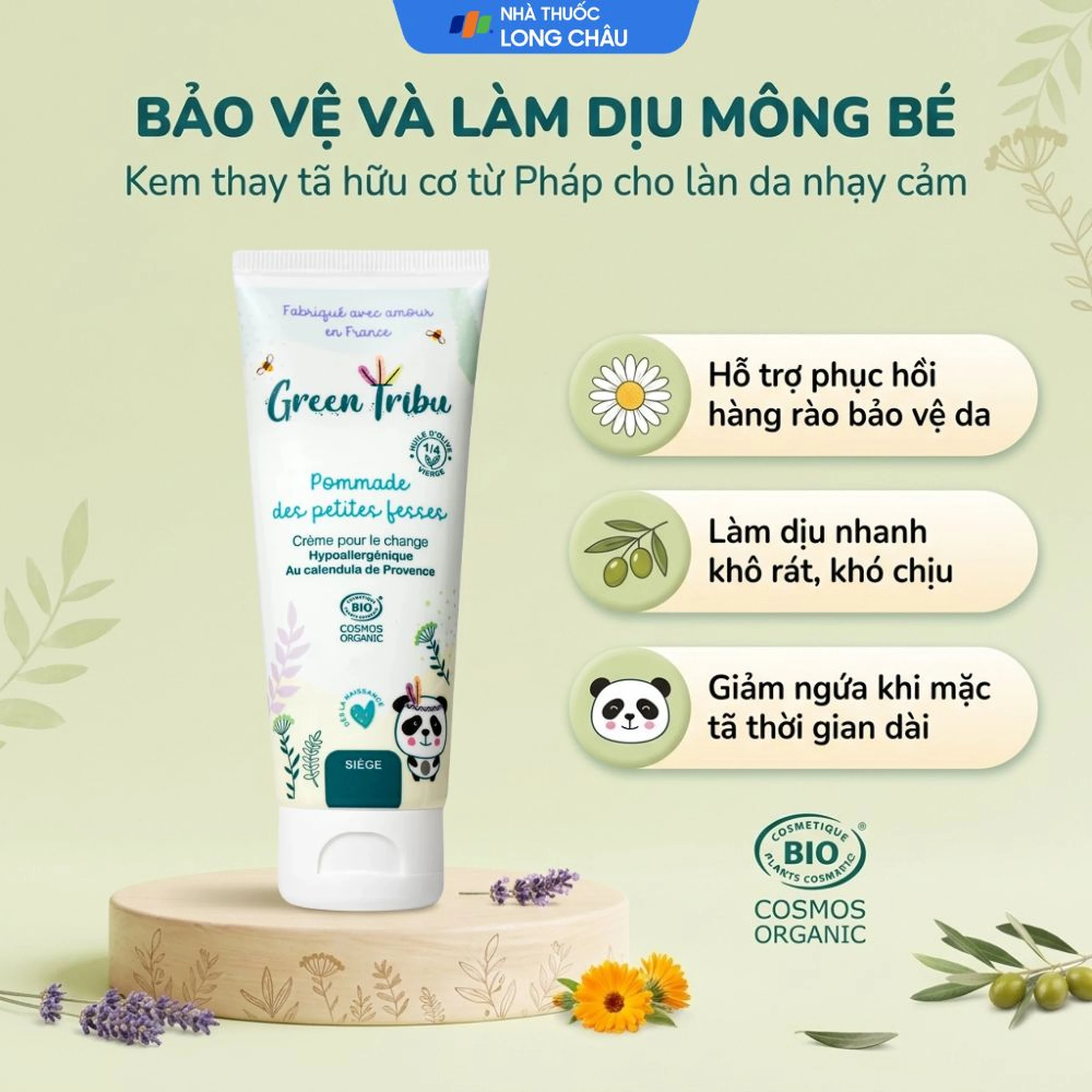 Kem bôi hữu cơ dịu da, hăm tã cho trẻ sơ sinh và trẻ nhỏ Green Tribu Pommade Des Petites Fesses (75ml) 1