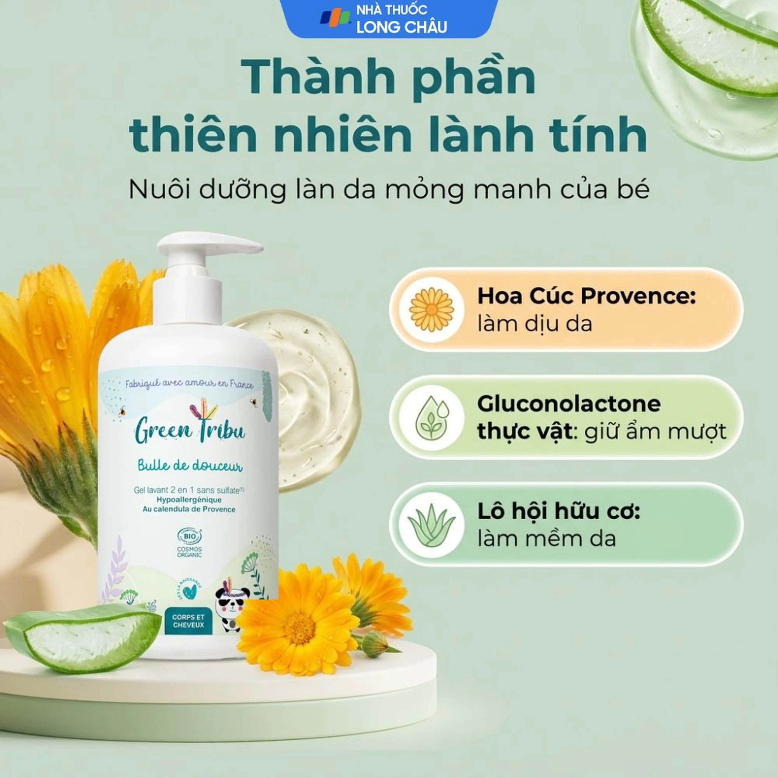 Gel tắm gội hữu cơ 2 trong 1 cho trẻ sơ sinh và trẻ nhỏ Green Tribu (500ml) 2