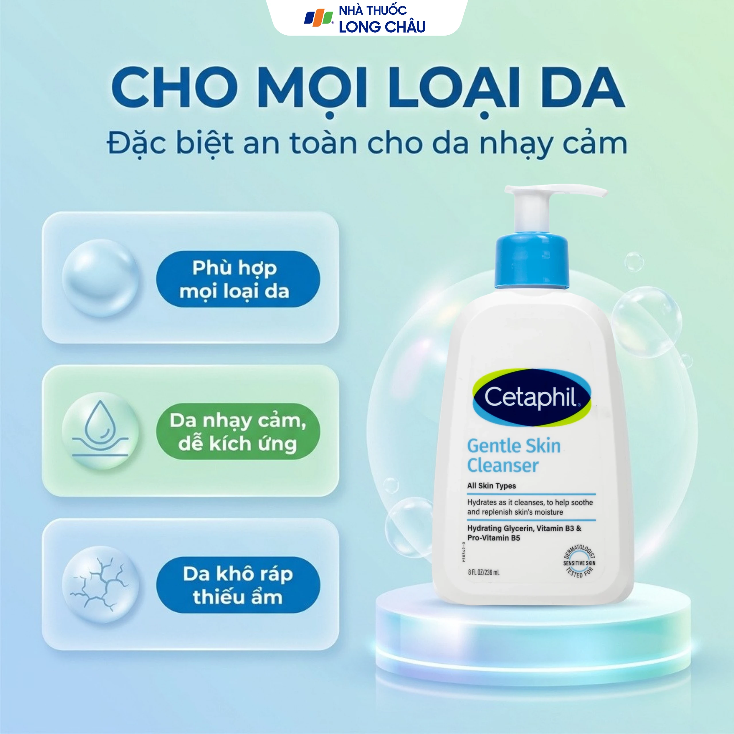 Sữa rửa mặt cho da nhạy cảm Cetaphil Gentle Skin Cleanser (236ml) 3
