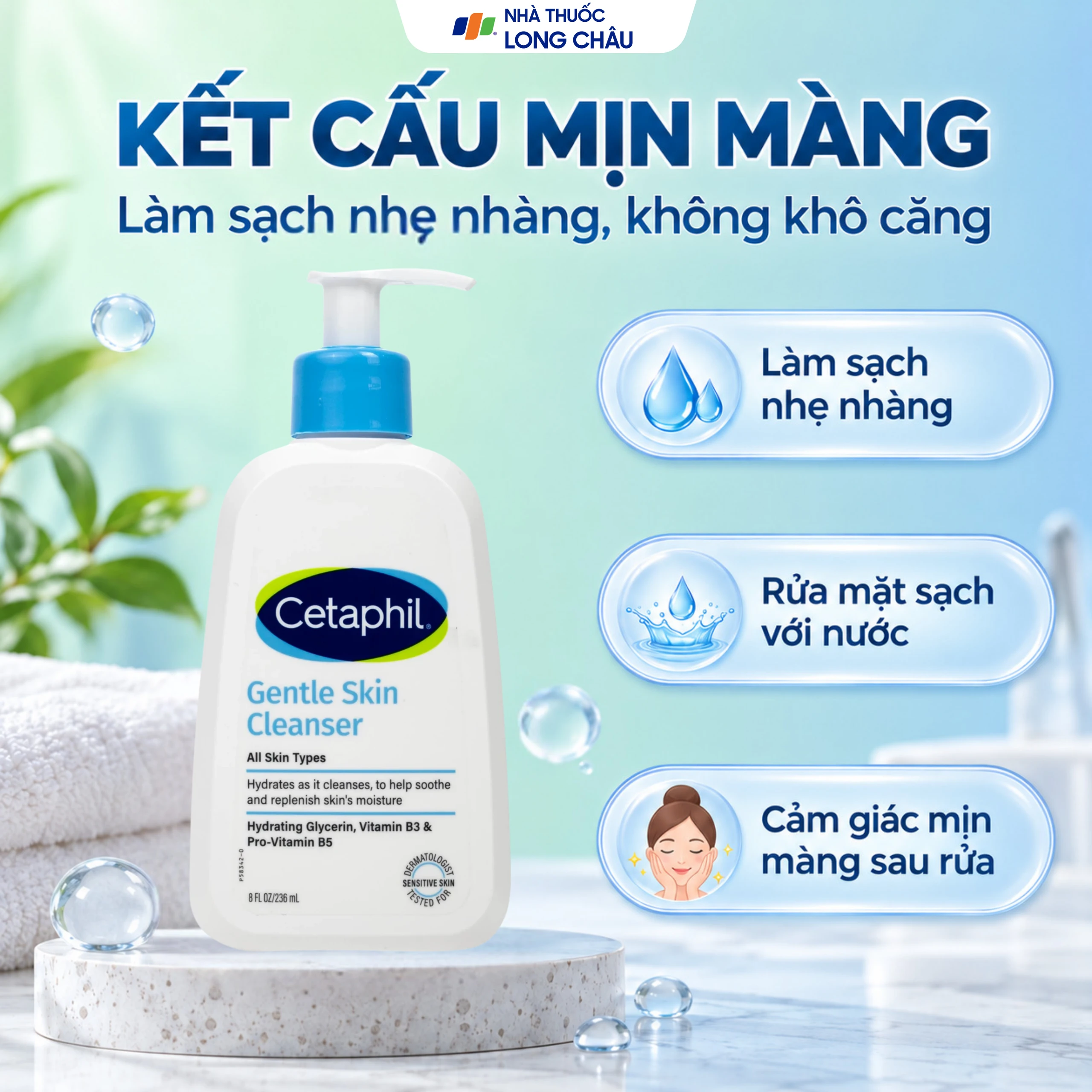 Sữa rửa mặt cho da nhạy cảm Cetaphil Gentle Skin Cleanser (236ml) 4