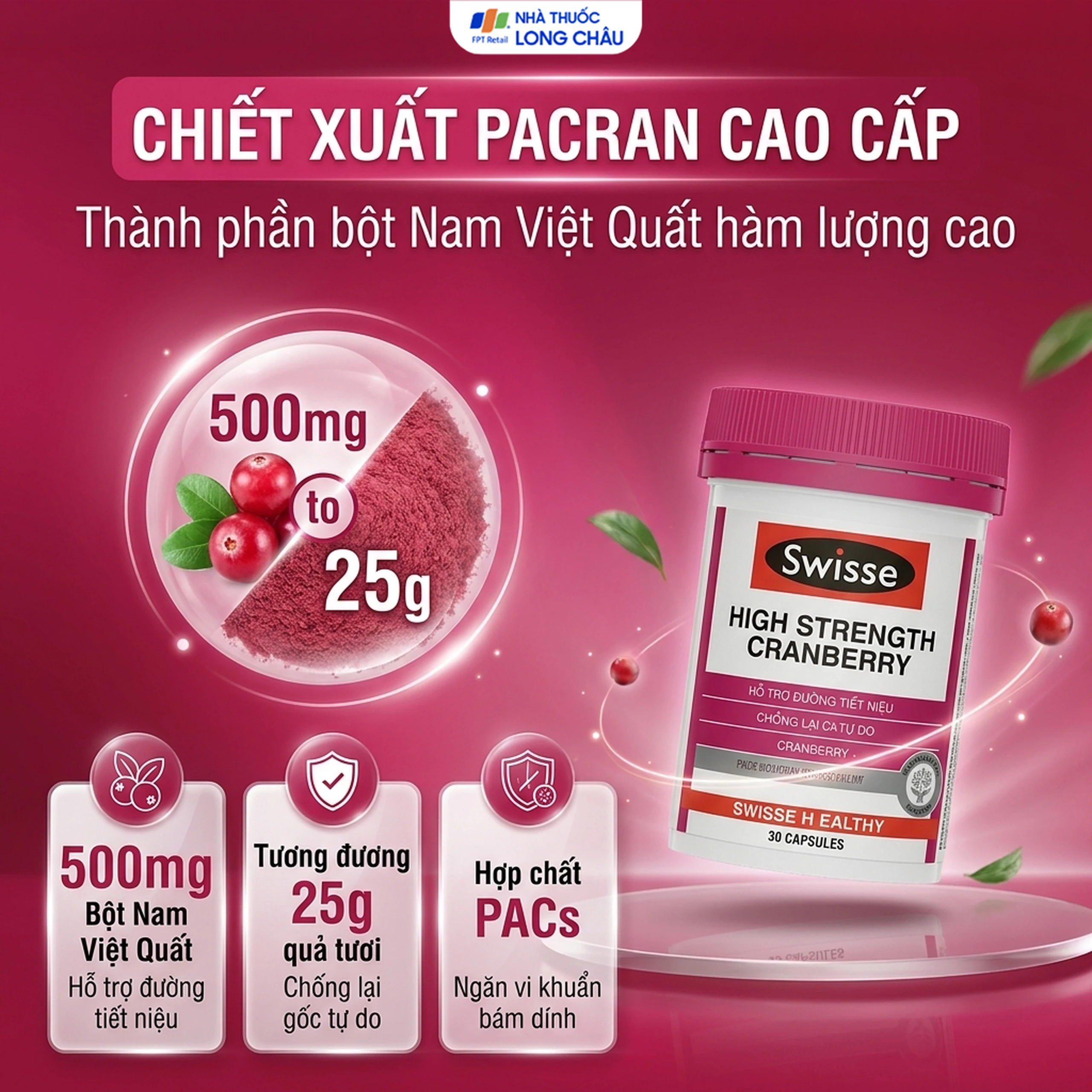 Viên uống hỗ trợ sức khỏe đường tiết niệu High Strength Cranberry Swisse (30 viên) 3