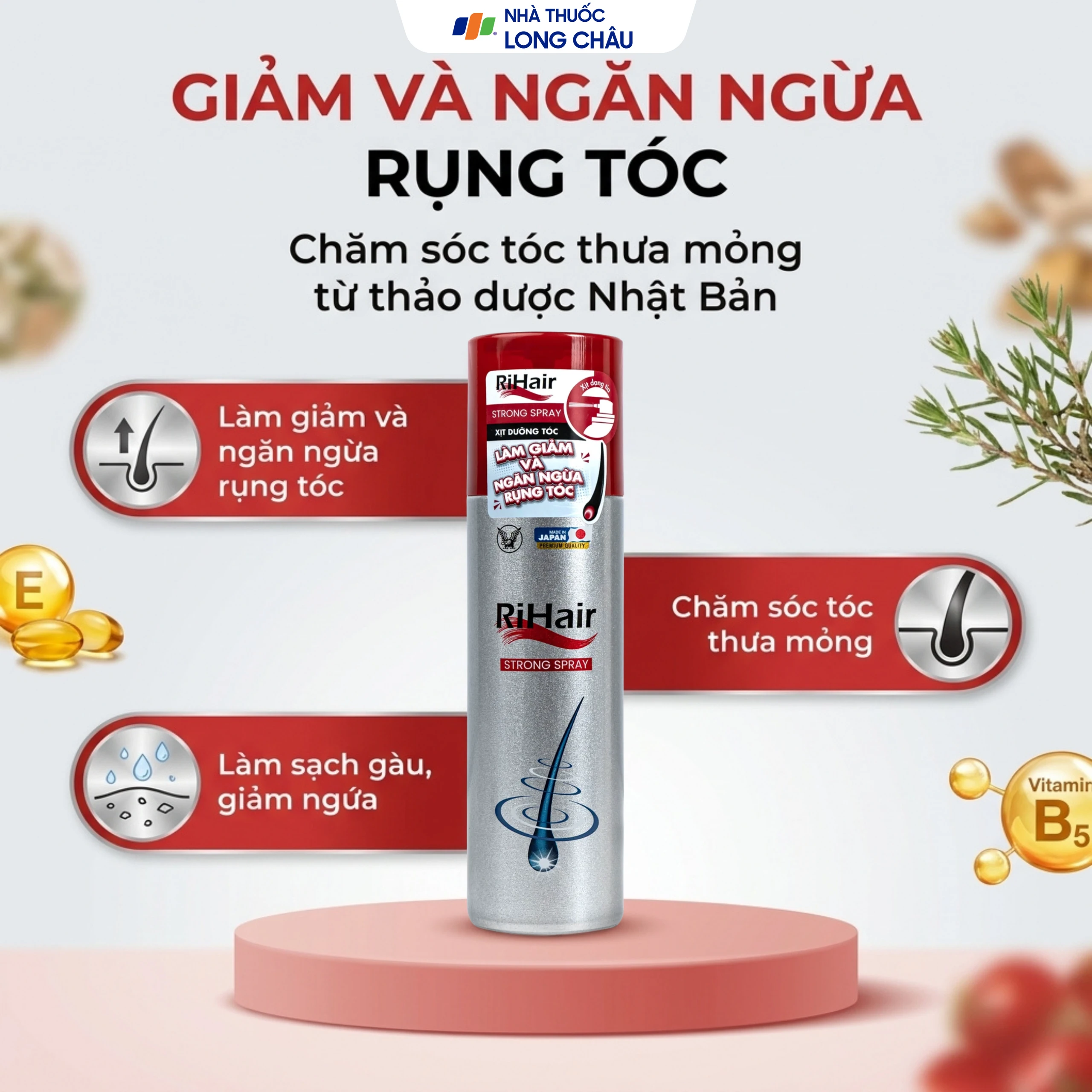 Xịt dưỡng tóc, ngăn ngừa rụng tóc và kích thích mọc tóc Rihair Strong Spray 185g 4