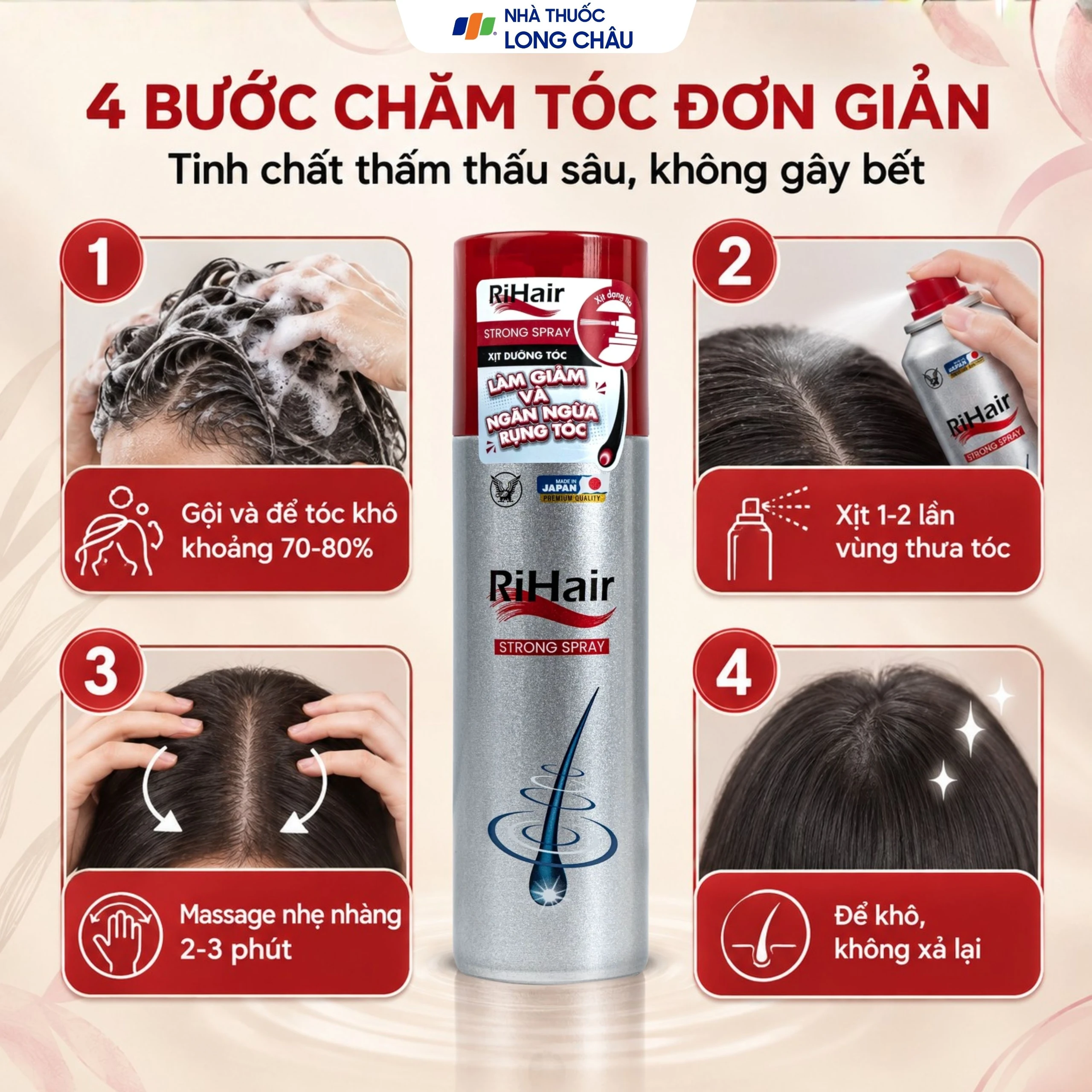 Xịt dưỡng tóc, ngăn ngừa rụng tóc và kích thích mọc tóc Rihair Strong Spray 185g 5