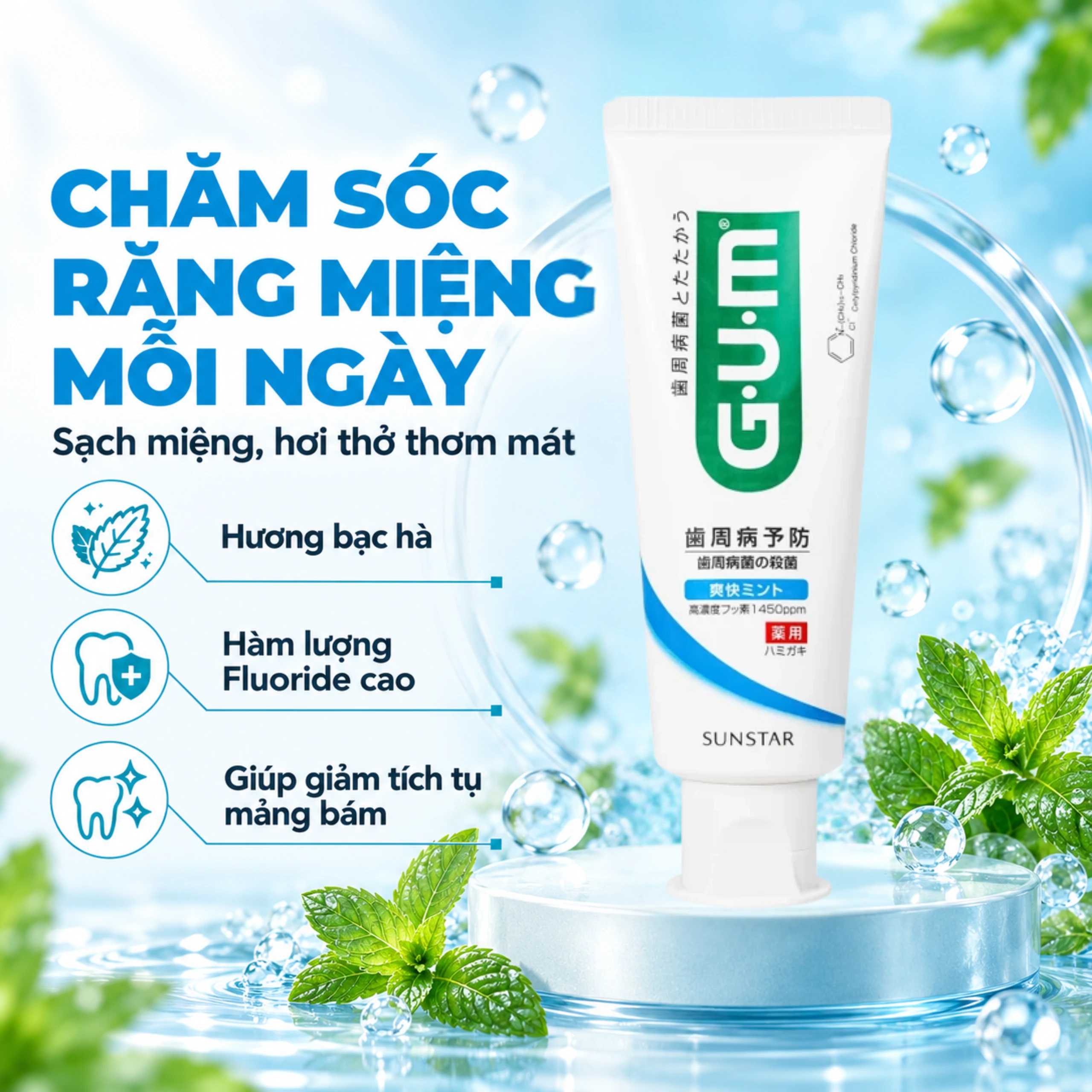 Kem đánh răng sunstar Gum ls hương bạc hà 120g 2