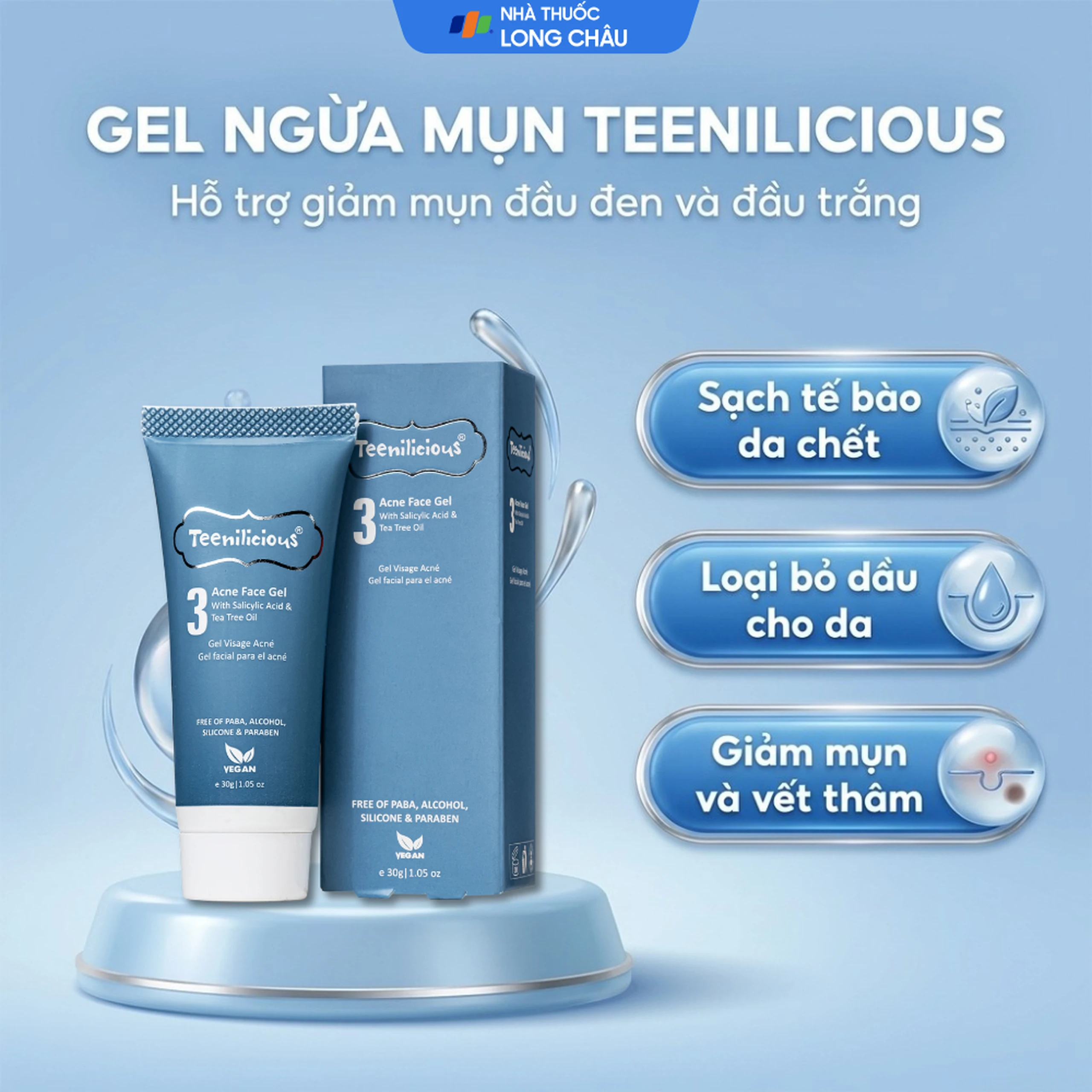 Gel bôi ngừa mụn đầu đen, đầu trắng Teenilicious Hộp 30g 2