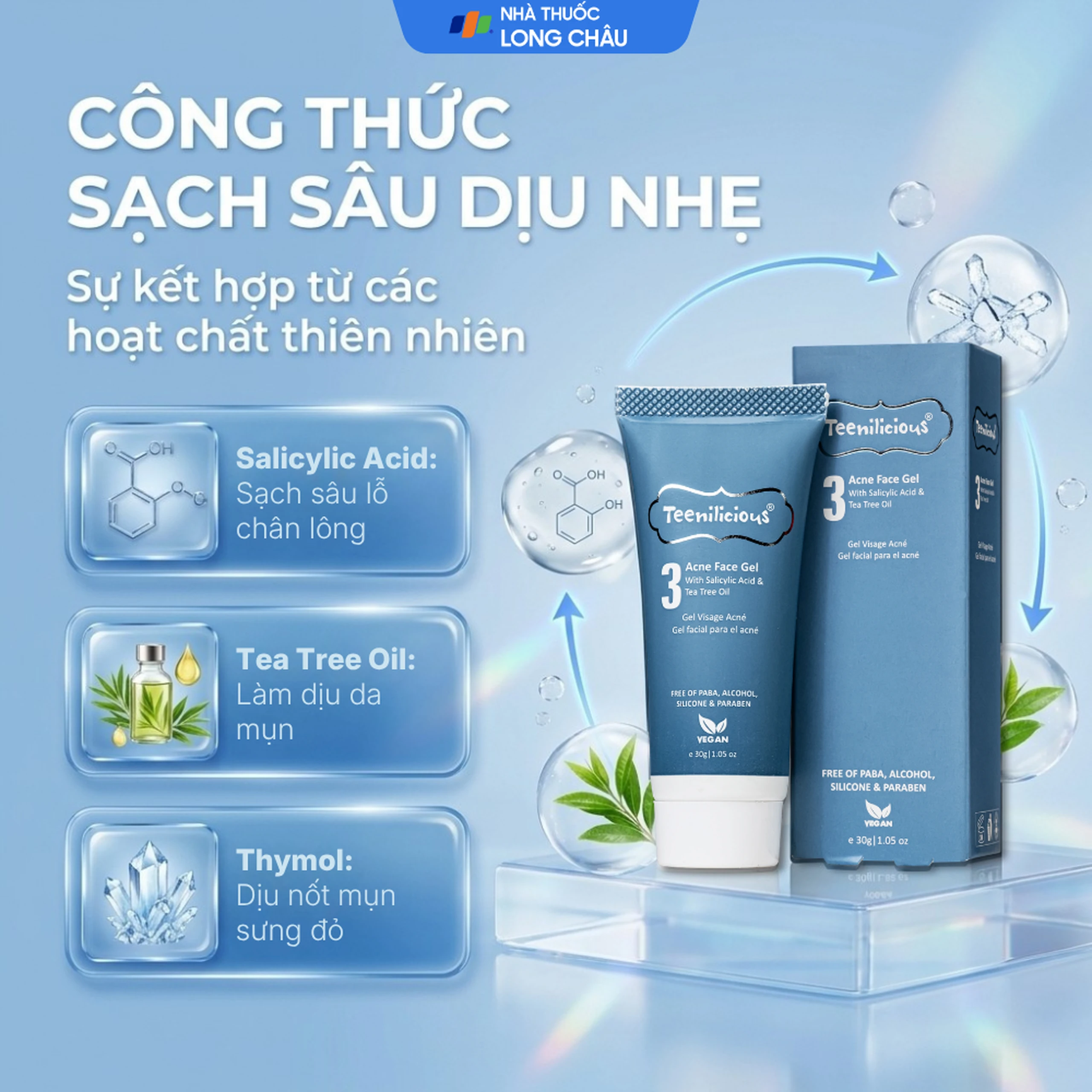 Gel bôi ngừa mụn đầu đen, đầu trắng Teenilicious Hộp 30g 3