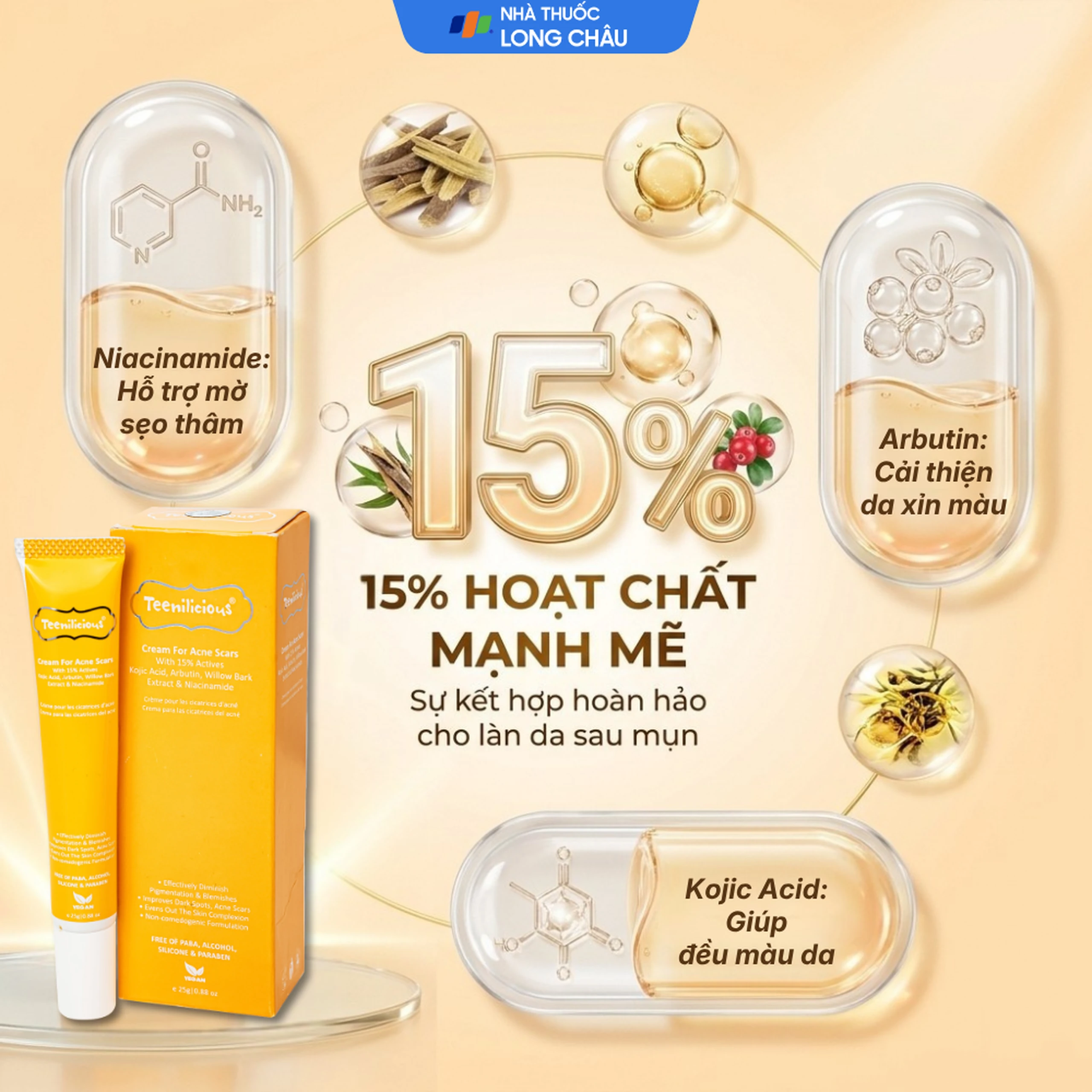 Kem bôi hỗ trợ mờ sẹo, giảm thâm mụn Teenilicious Hộp 25g 3
