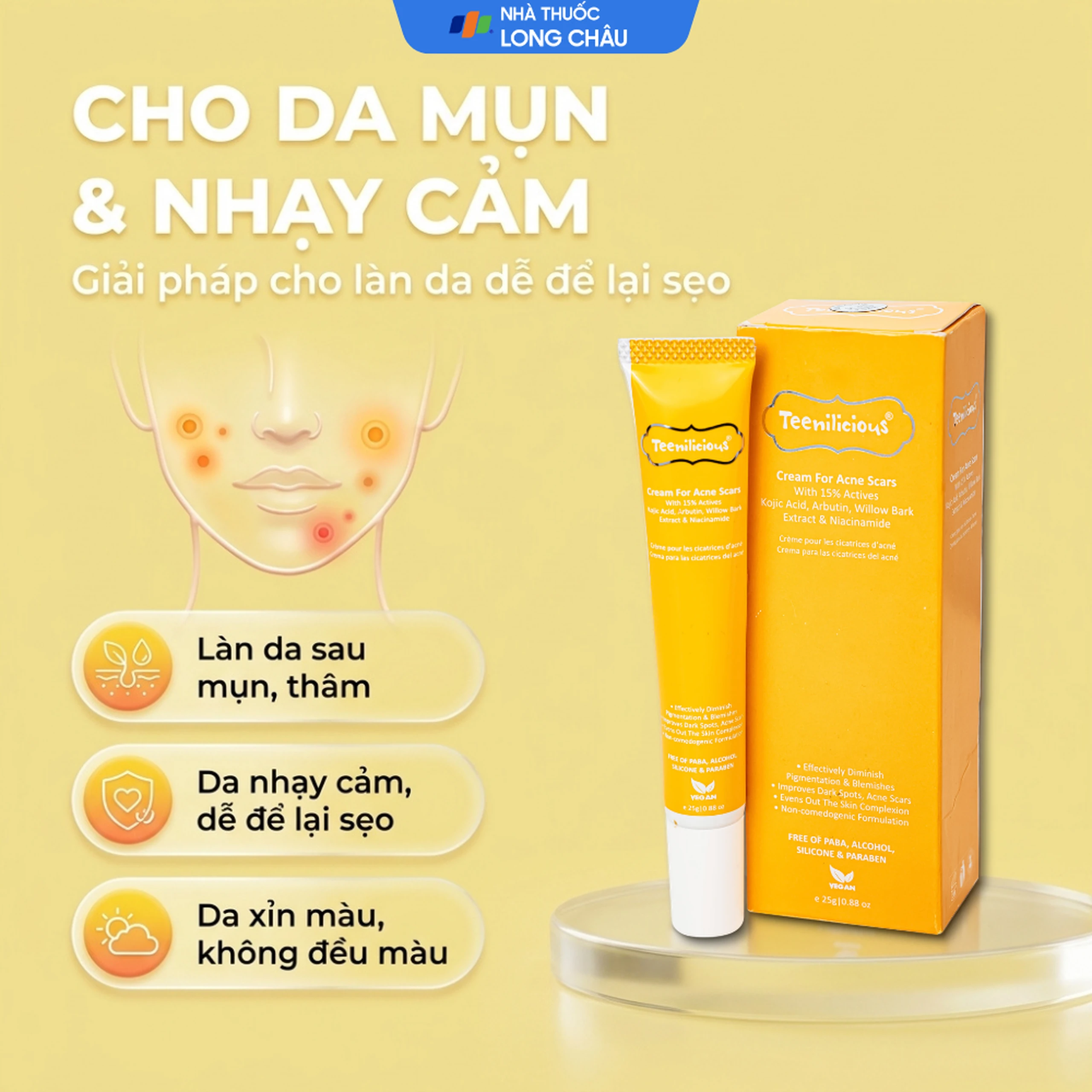 Kem bôi hỗ trợ mờ sẹo, giảm thâm mụn Teenilicious Hộp 25g 4