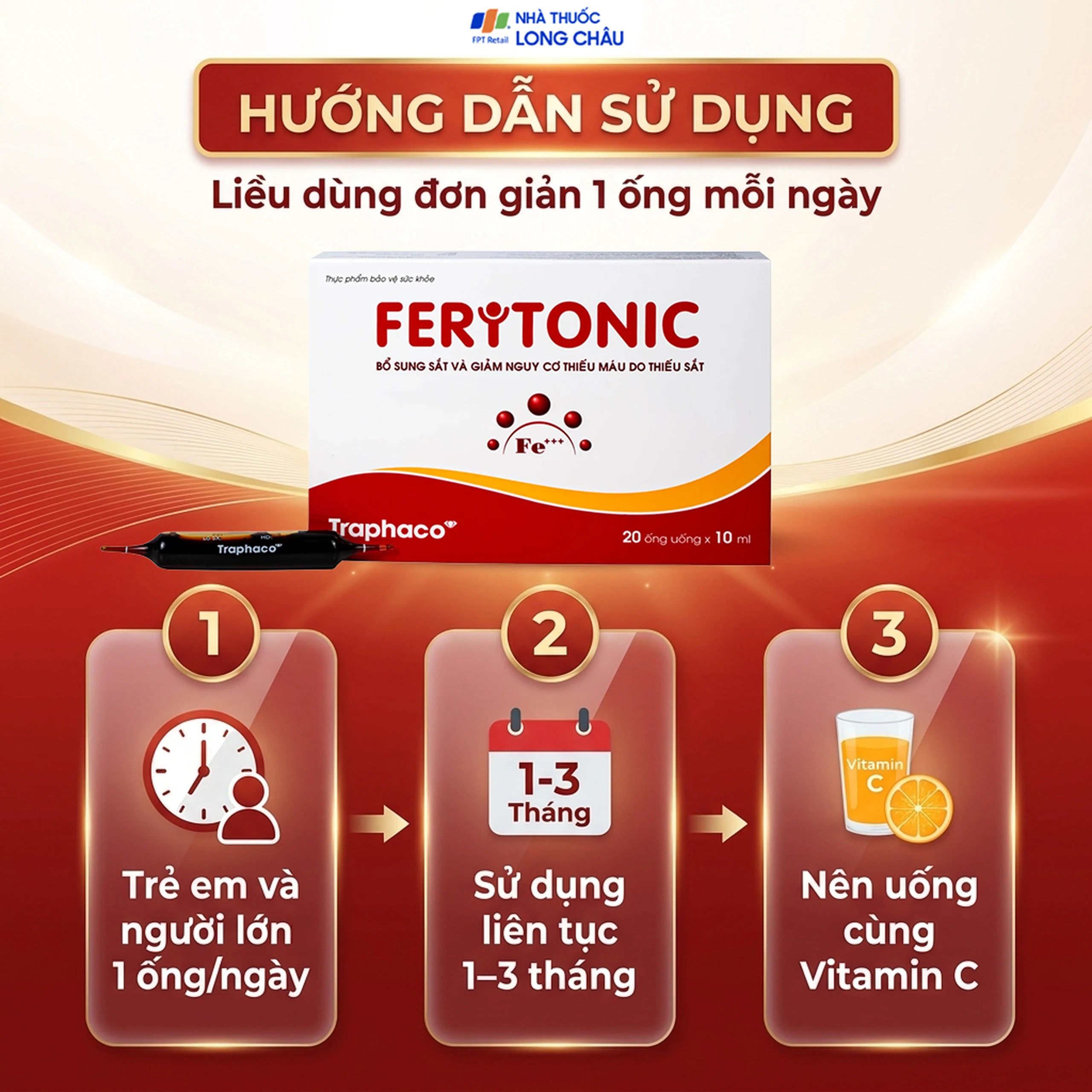 Siro bổ sung sắt Feritonic 40mg Traphaco (2 vỉ x 10 ống) 5