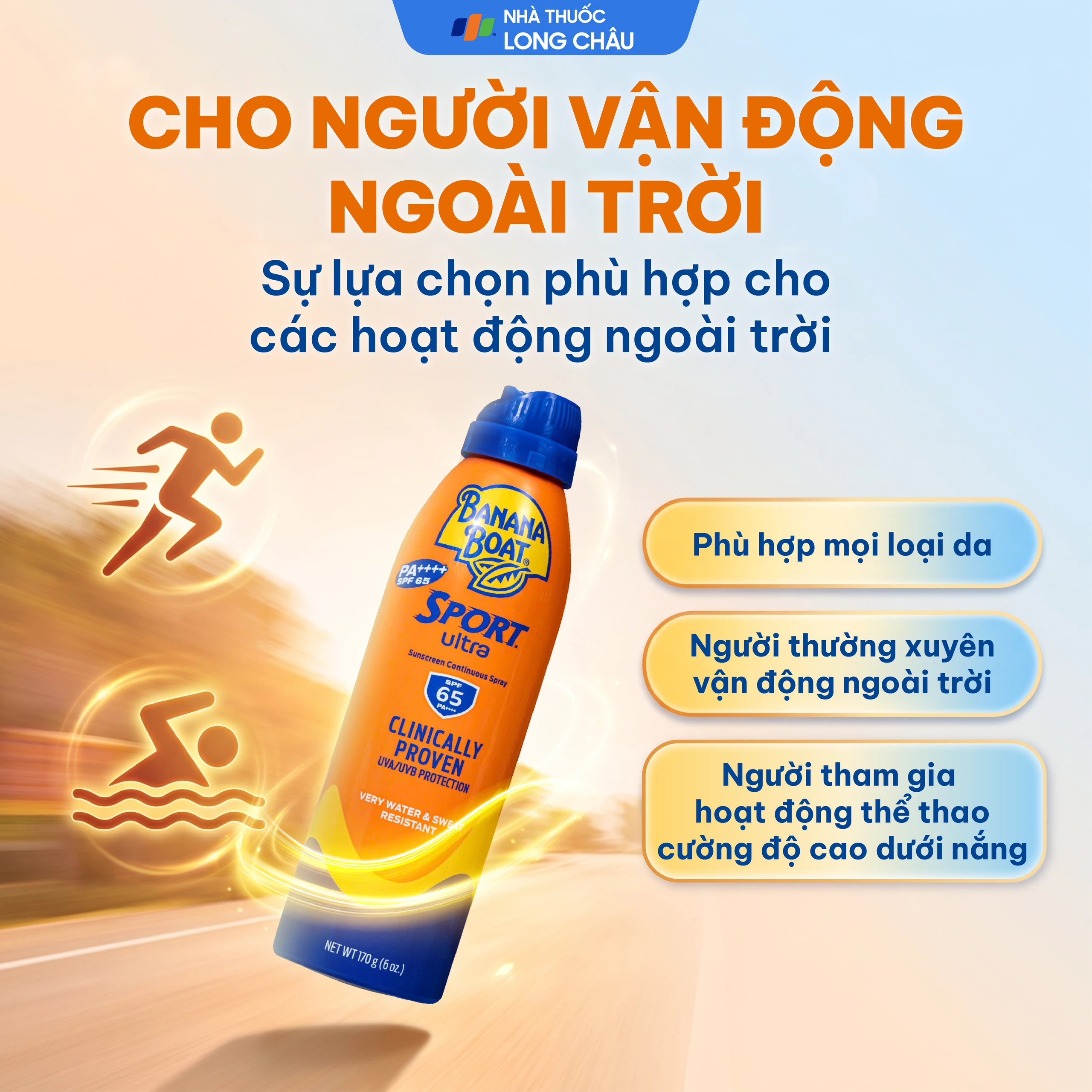 Chống nắng thể thao dạng xịt Banana Boat Sport Ultra SPF65 PA++++ có khả năng kháng nước 170g 4