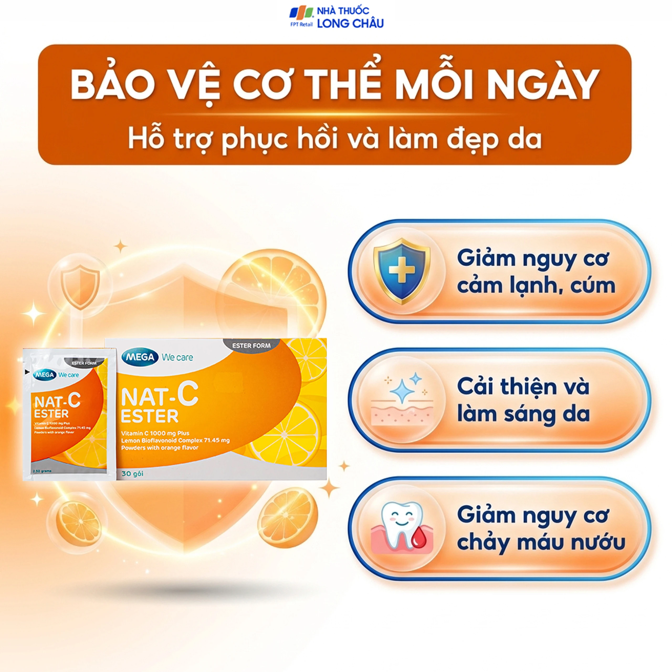 Bột hỗ trợ tăng cường sức đề kháng Nat C Ester Mega (30 gói) 4