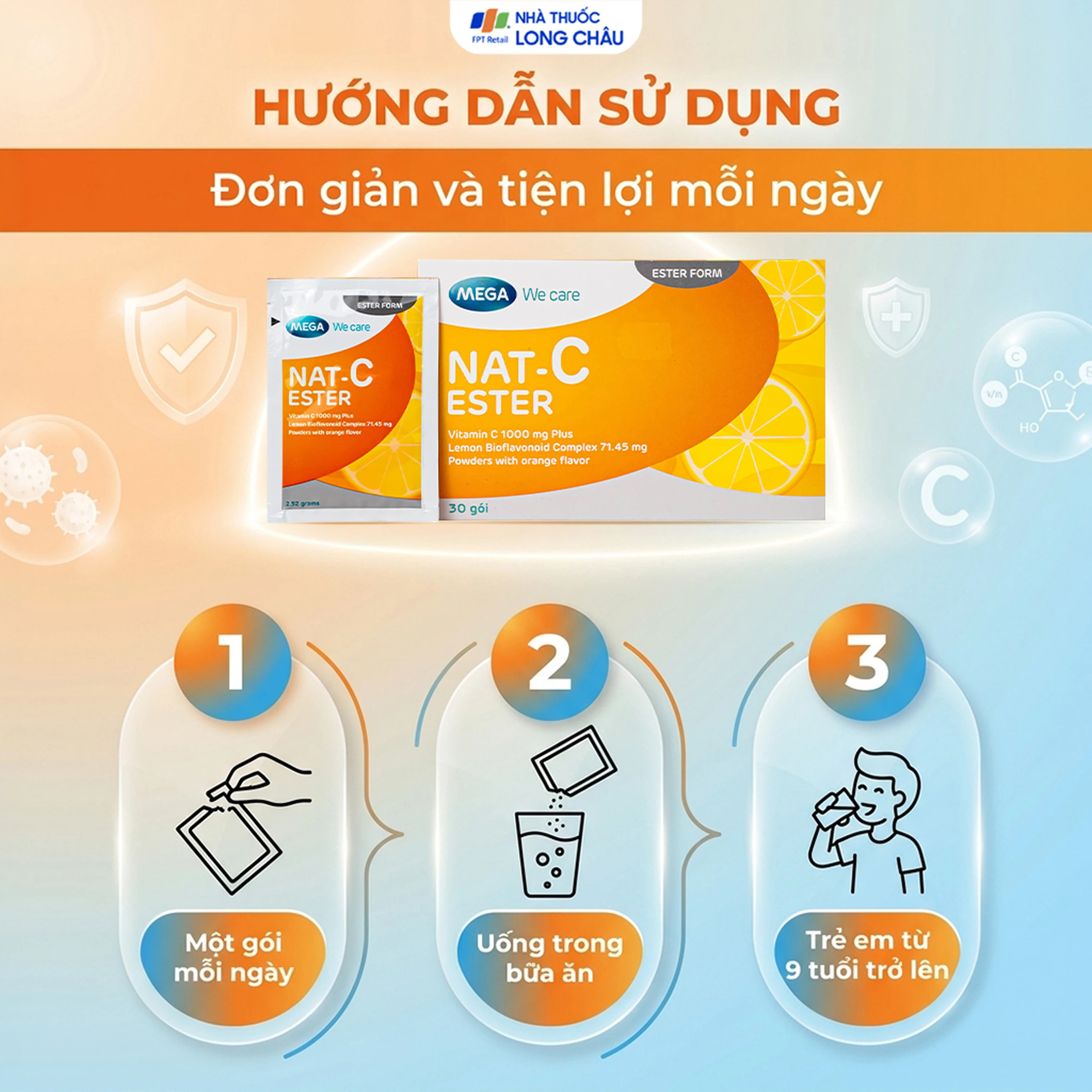 Bột hỗ trợ tăng cường sức đề kháng Nat C Ester Mega (30 gói) 5