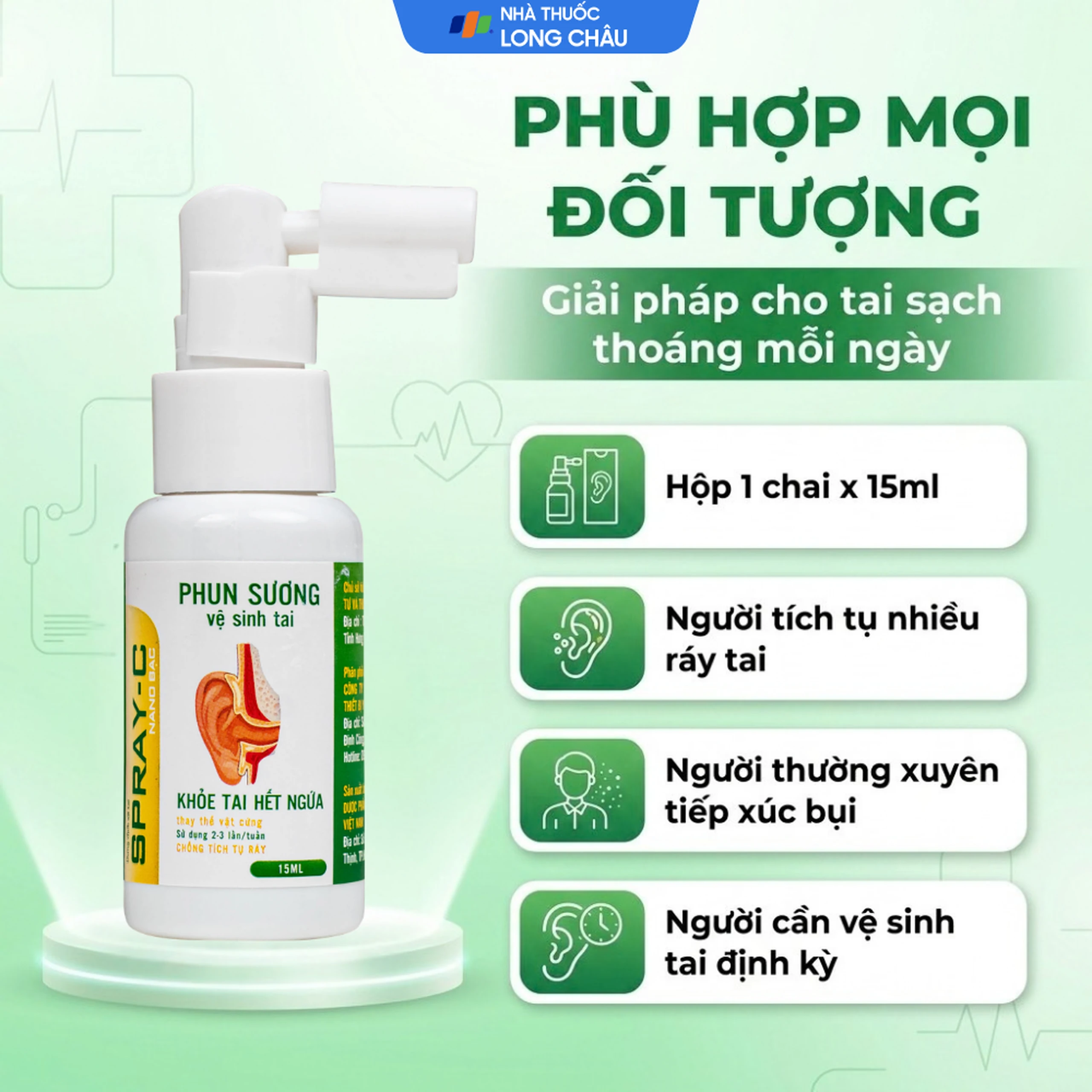 Xịt tai Spray-C nano bạc giúp làm sạch ráy tai (15ml) 4