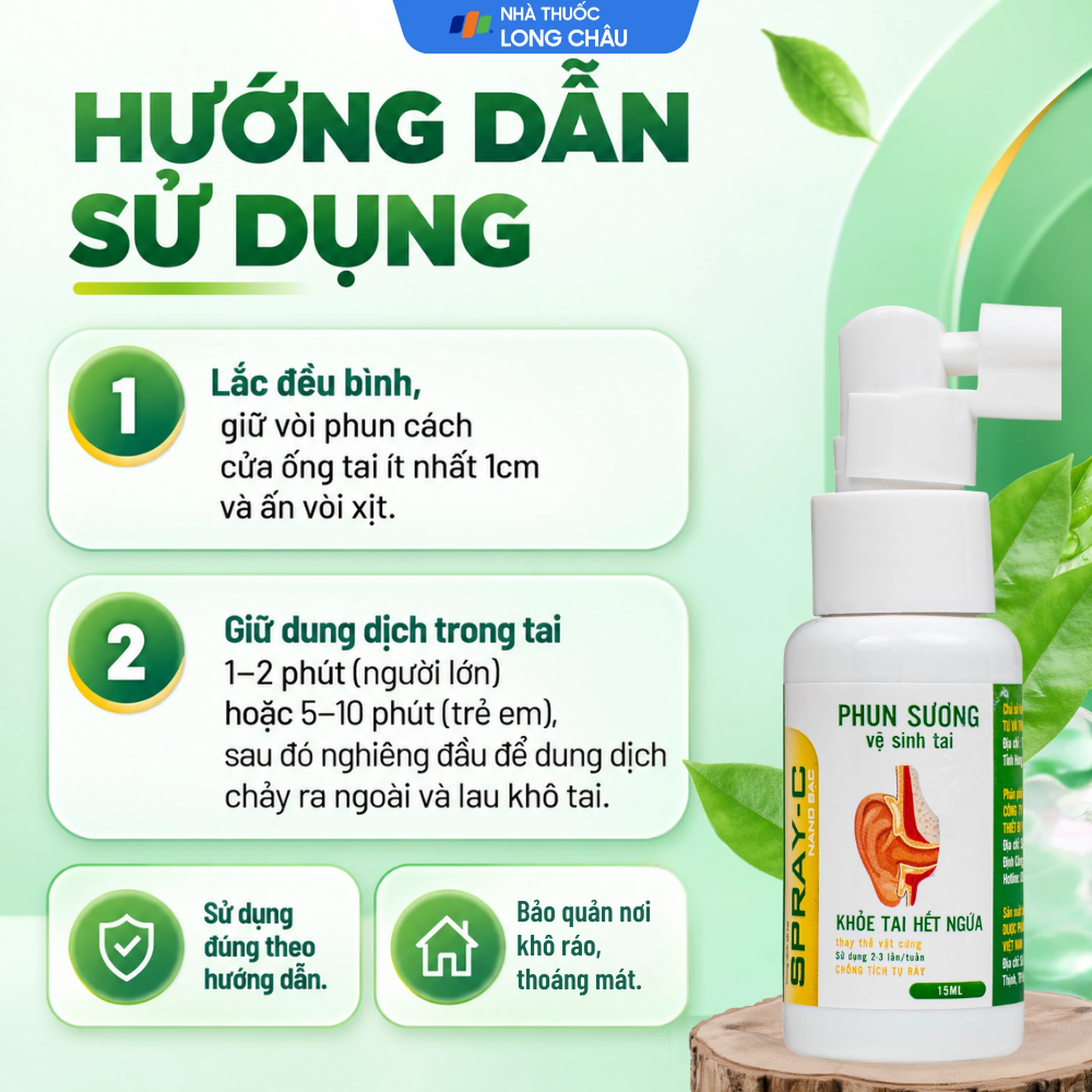 Xịt tai Spray-C nano bạc giúp làm sạch ráy tai (15ml) 5