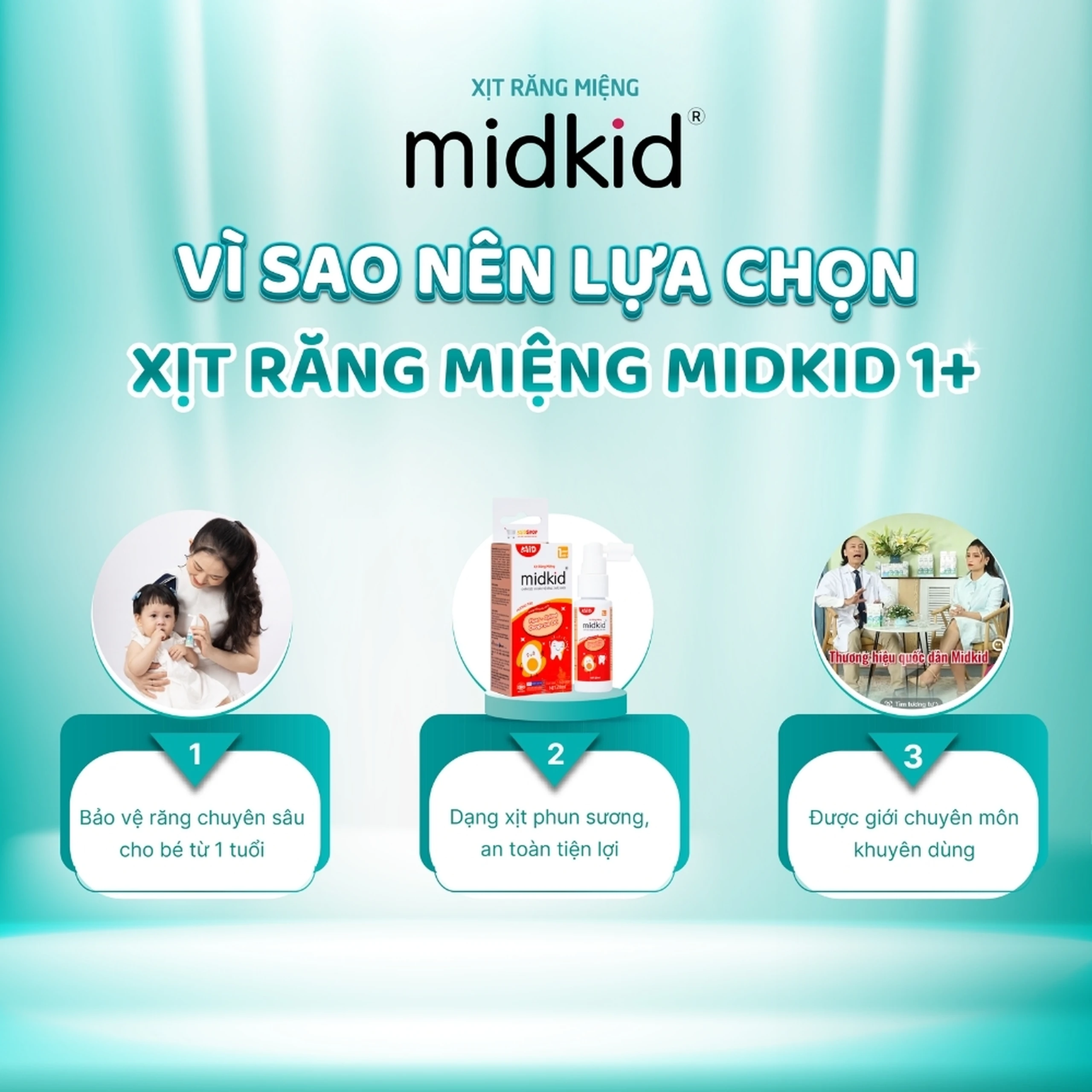 Xịt răng miệng Midkid hương Táo cho trẻ từ 1 tuổi Làm sạch răng miệng, ngừa hôi miệng và sâu răng cho bé (20ml) 3