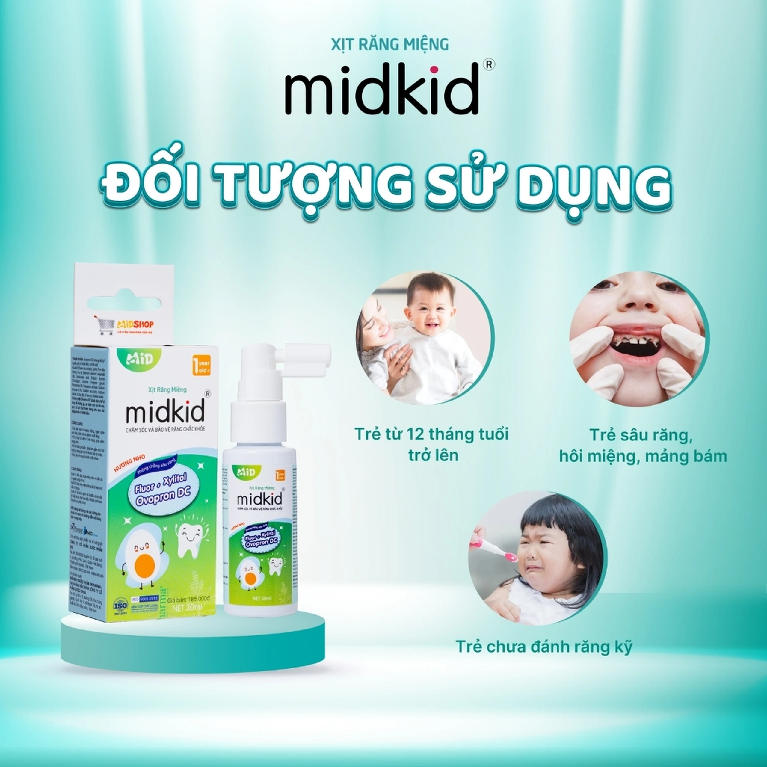 Xịt răng miệng Midkid hương Nho cho trẻ từ 1 tuổi Làm sạch răng miệng, ngừa hôi miệng và sâu răng cho bé (30ml) 6