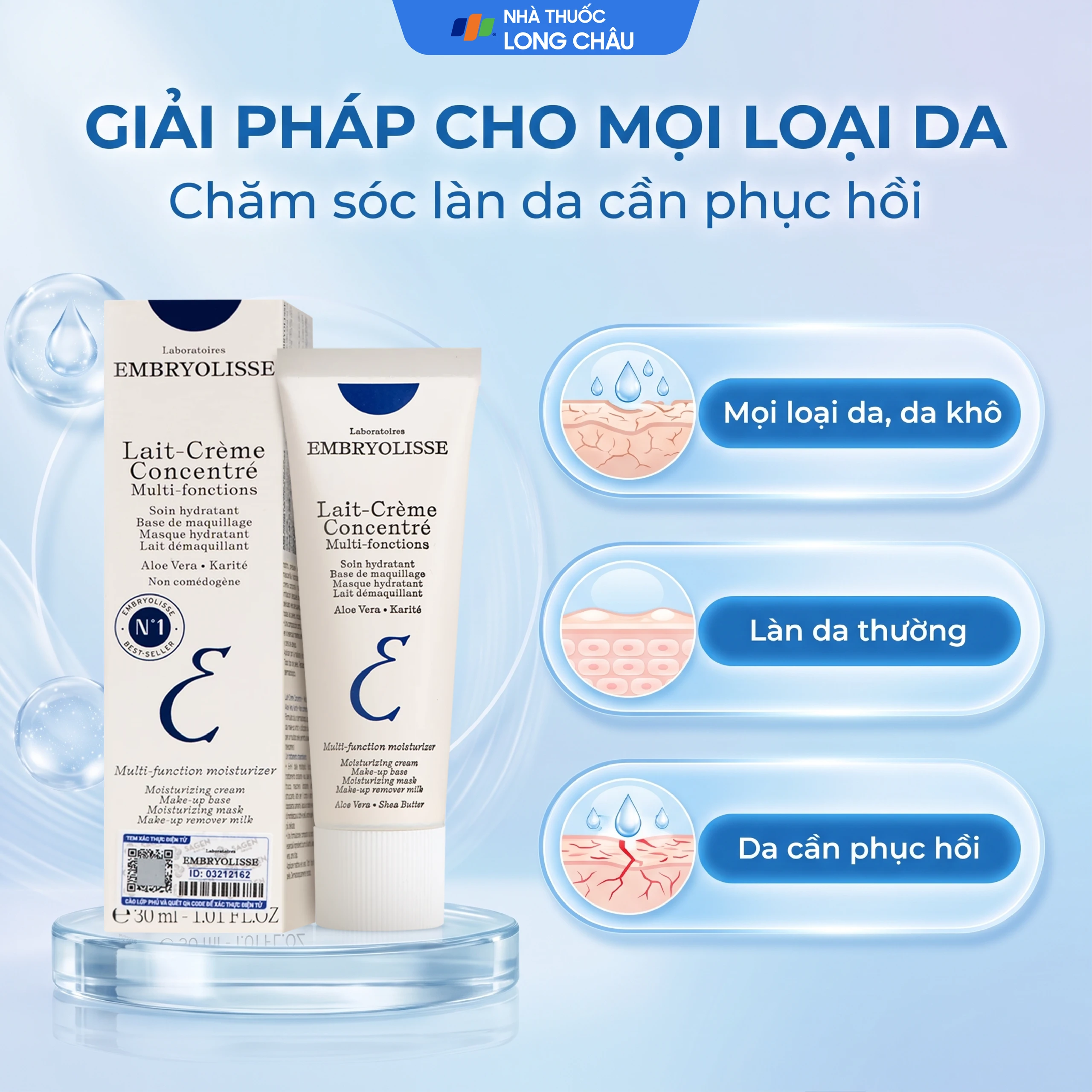 Kem dưỡng ẩm phục hồi da Embryolisse Lait-Crème Concentré hộp (30ml) 4