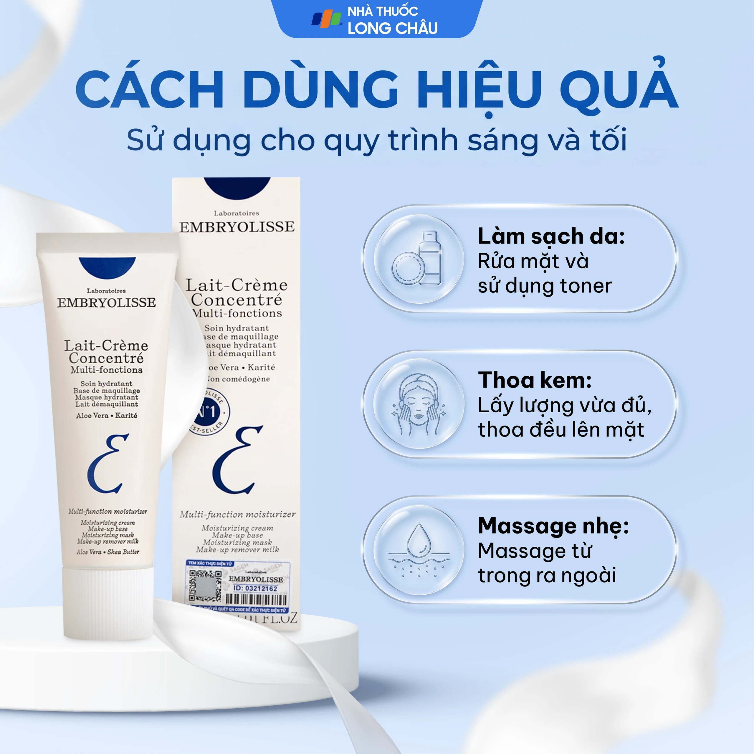 Kem dưỡng ẩm phục hồi da Embryolisse Lait-Crème Concentré hộp (30ml) 5
