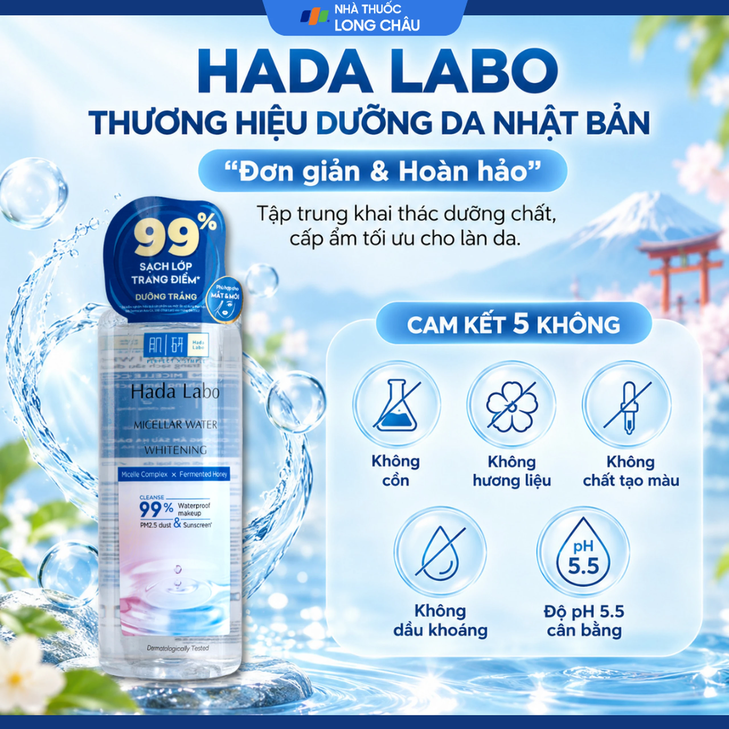 Nước tẩy trang Hada Labo làm sạch sâu, dưỡng sáng da (Whitening) chai 240ml 6