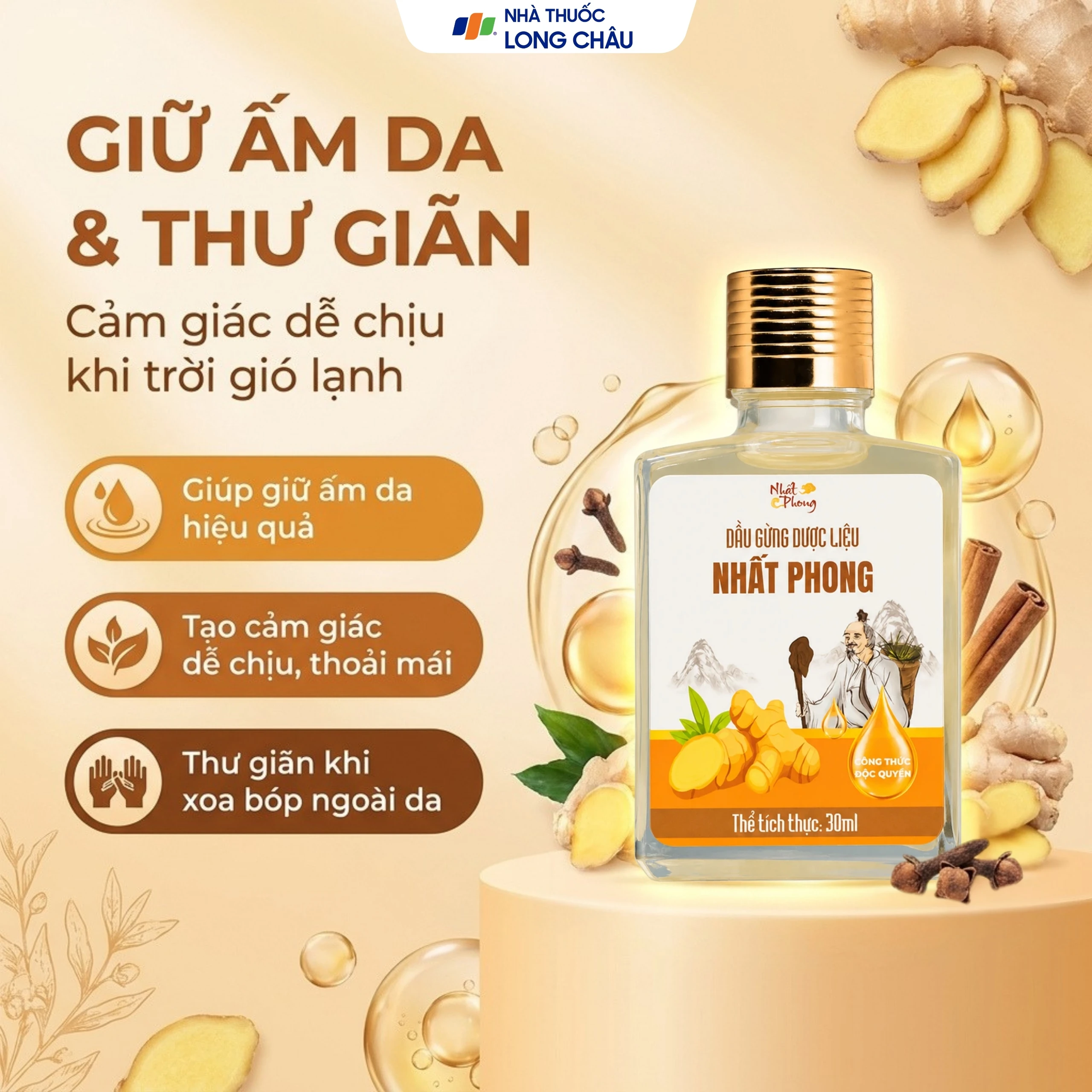 Dầu gừng thảo dược Nhất Phong giúp giảm đau cơ xương khớp (30ml) 2