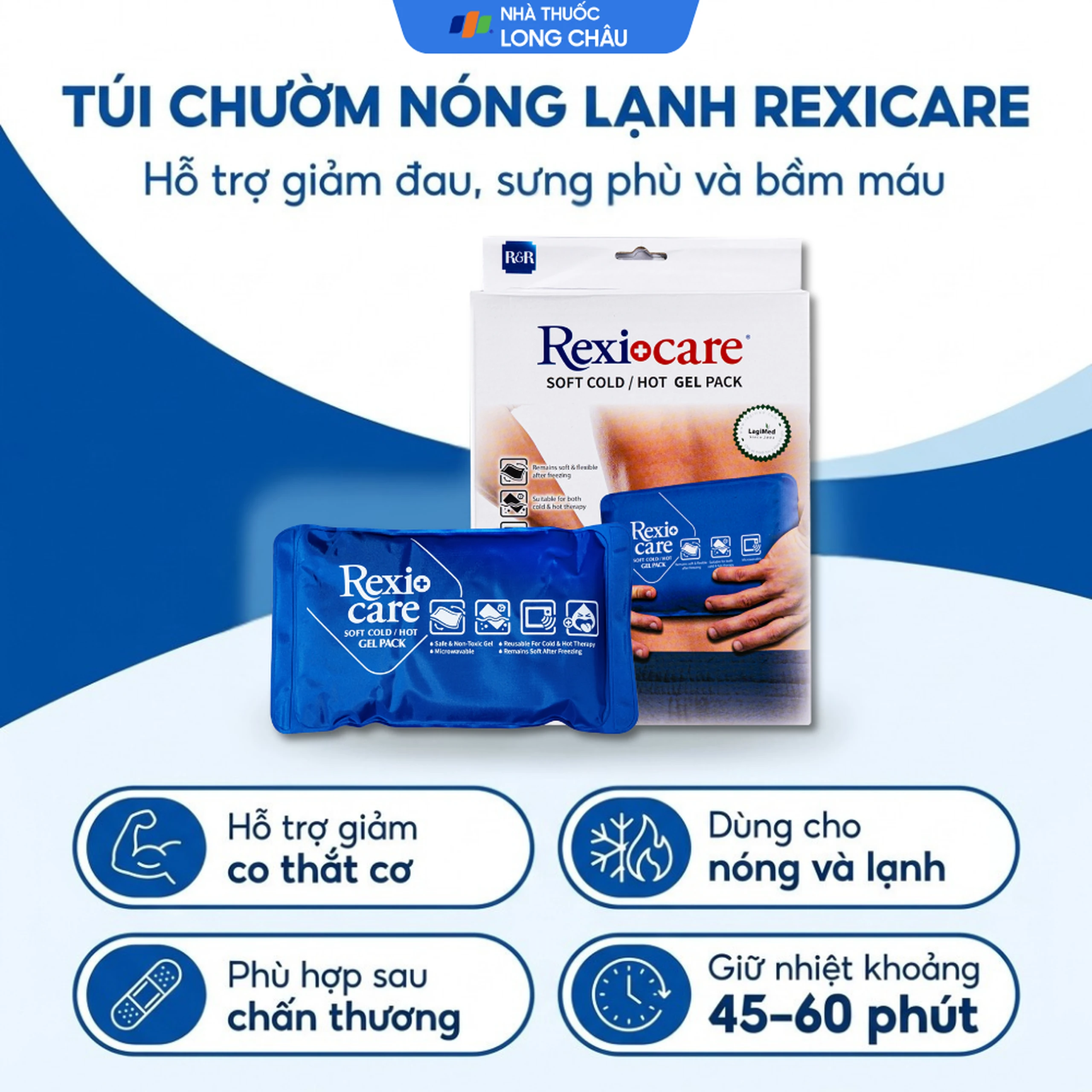 Túi chườm nóng, lạnh Rexicare gel (31x17cm) Làm giảm co thắt cơ, đau, sưng phù, bầm máy sau chấn thương, thủ thuật nha khoa, côn trùng cắn 2