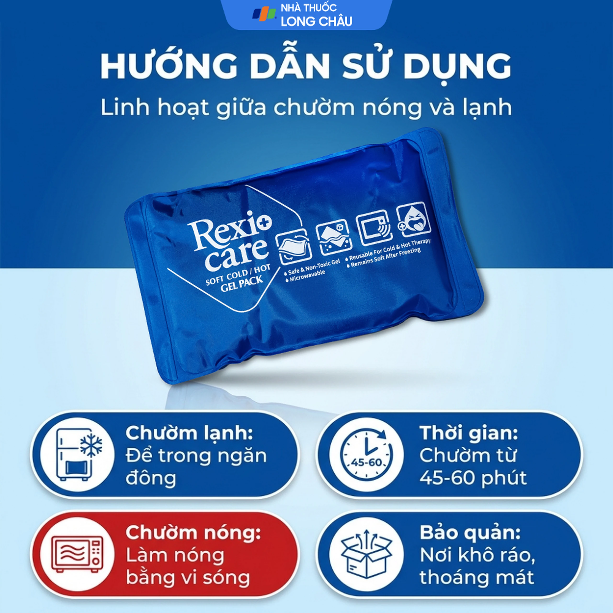 Túi chườm nóng, lạnh Rexicare gel (31x17cm) Làm giảm co thắt cơ, đau, sưng phù, bầm máy sau chấn thương, thủ thuật nha khoa, côn trùng cắn 5