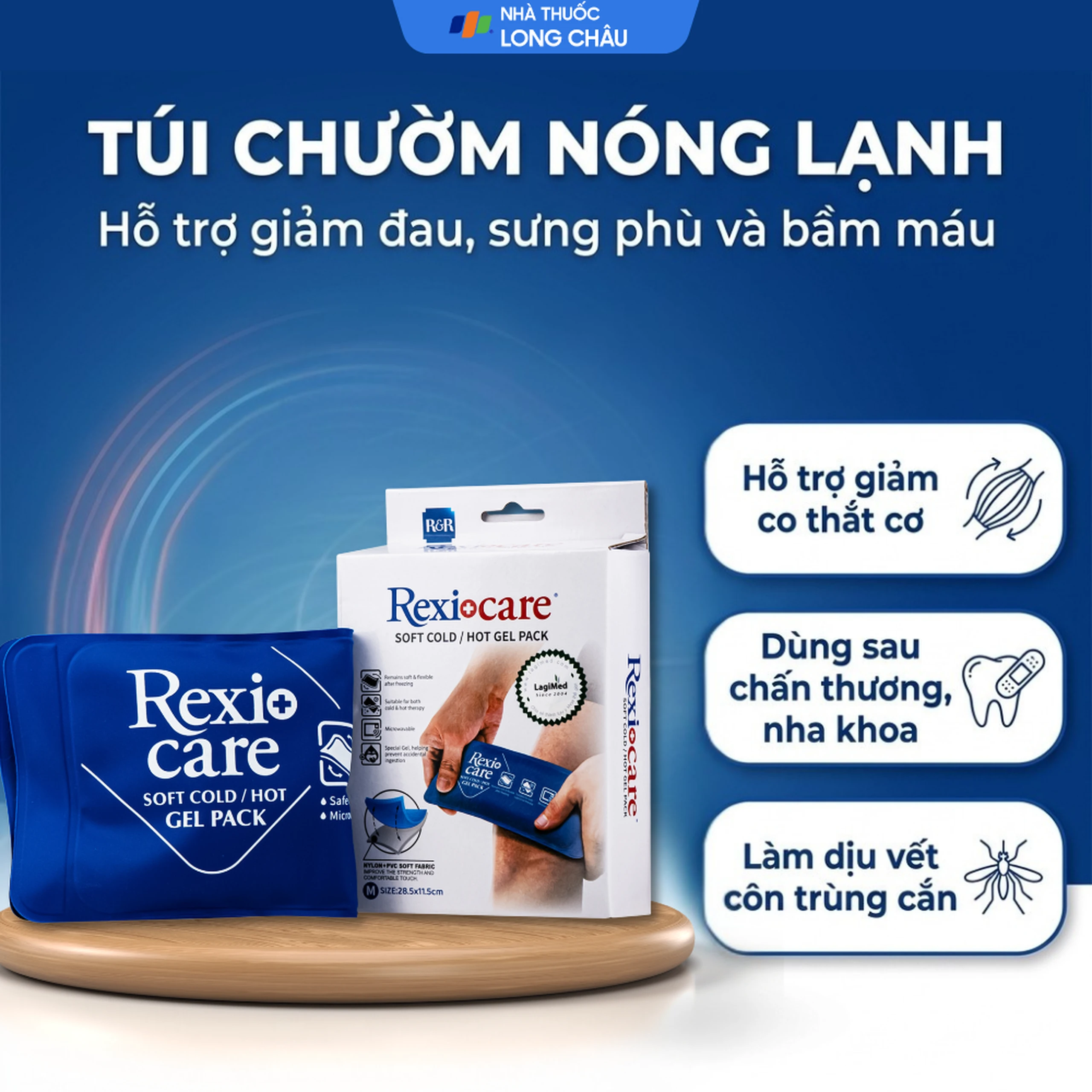 Túi chườm nóng, lạnh Rexicare gel (28.5x11.5cm) Làm giảm co thắt cơ, đau, sưng phù, bầm máy sau chấn thương, thủ thuật nha khoa, côn trùng cắn 2