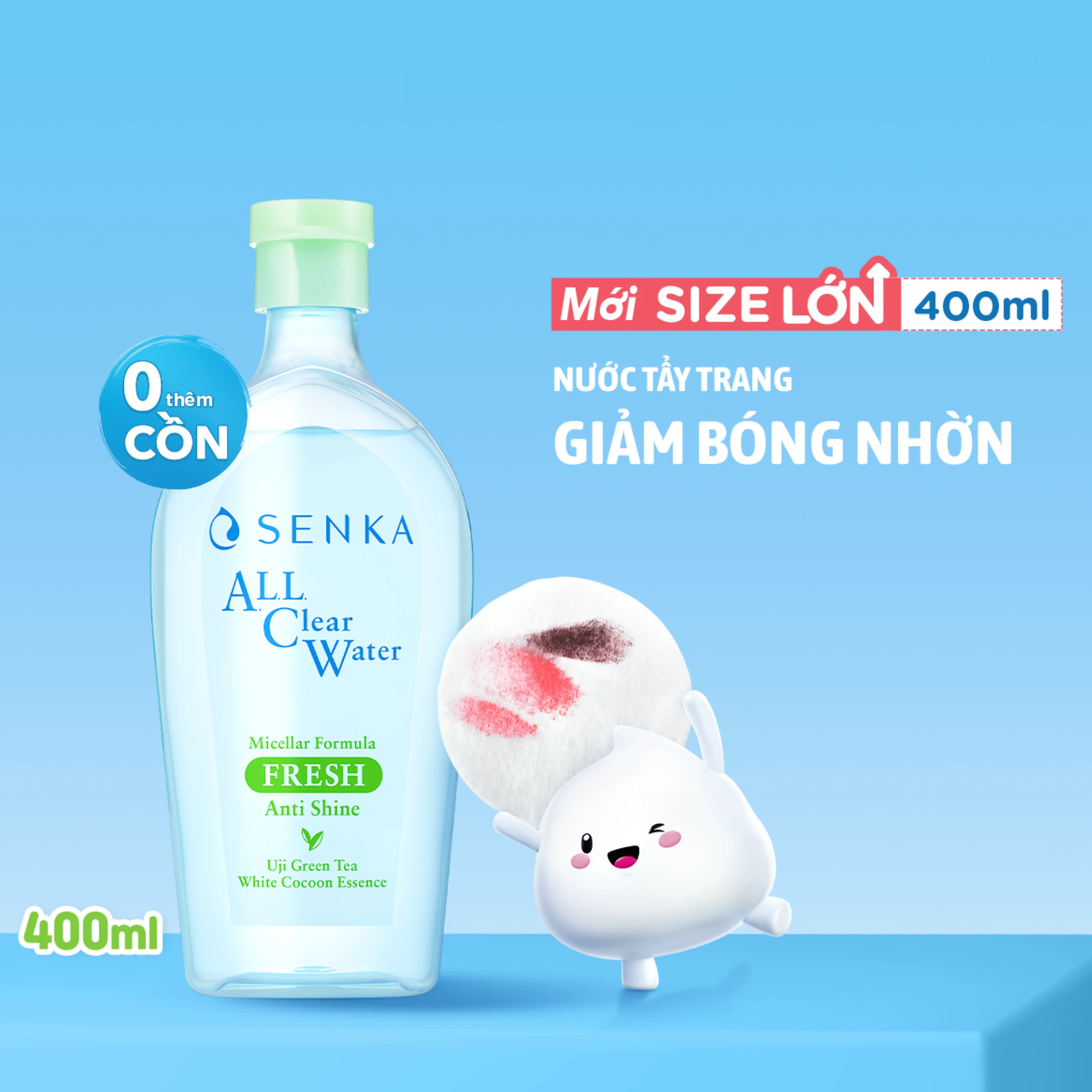 Nước tẩy trang Senka All Clear Water Micellar Formula Fresh N giúp giảm bóng nhờn, làm sạch da (400ml) 2