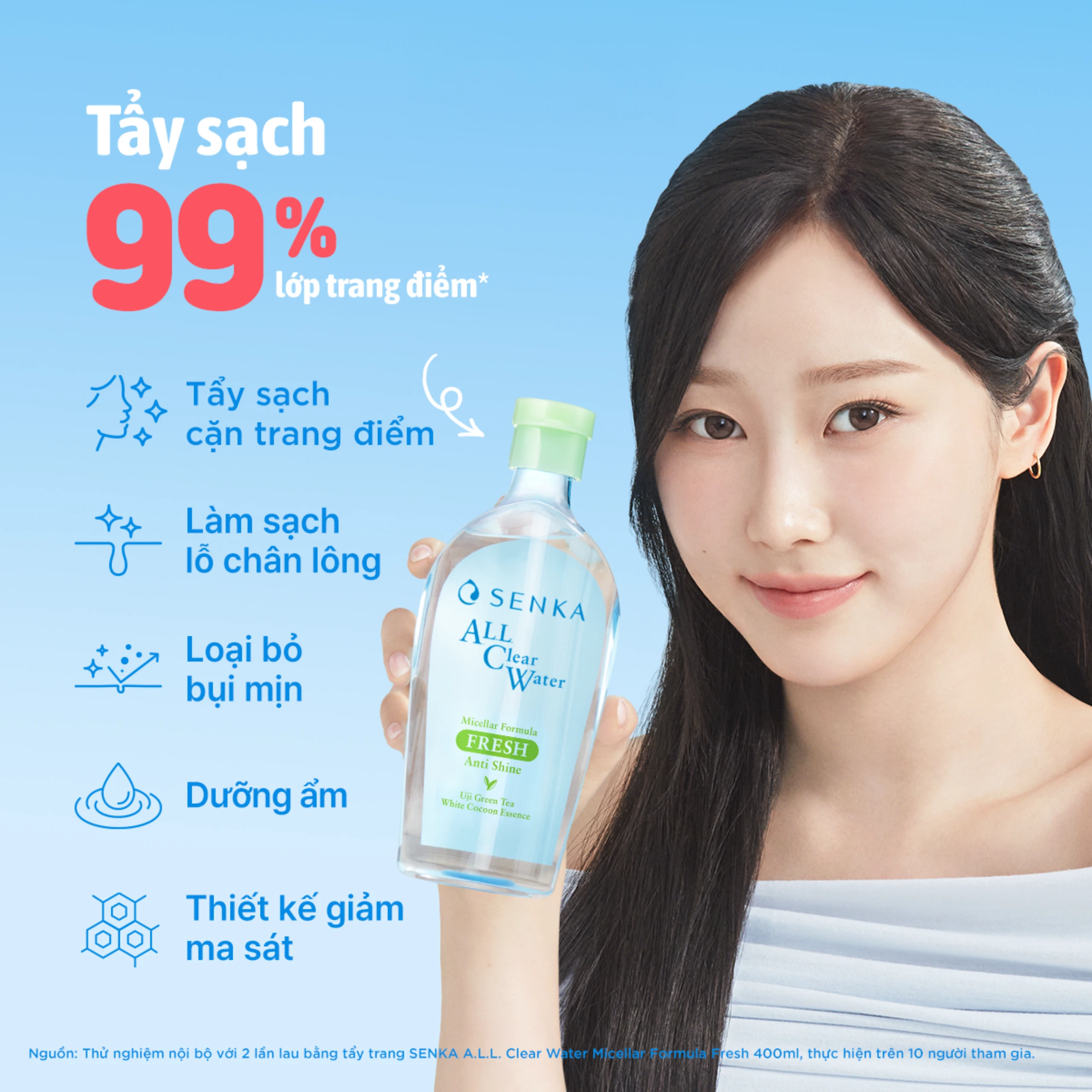 Nước tẩy trang Senka All Clear Water Micellar Formula Fresh N giúp giảm bóng nhờn, làm sạch da (400ml) 5