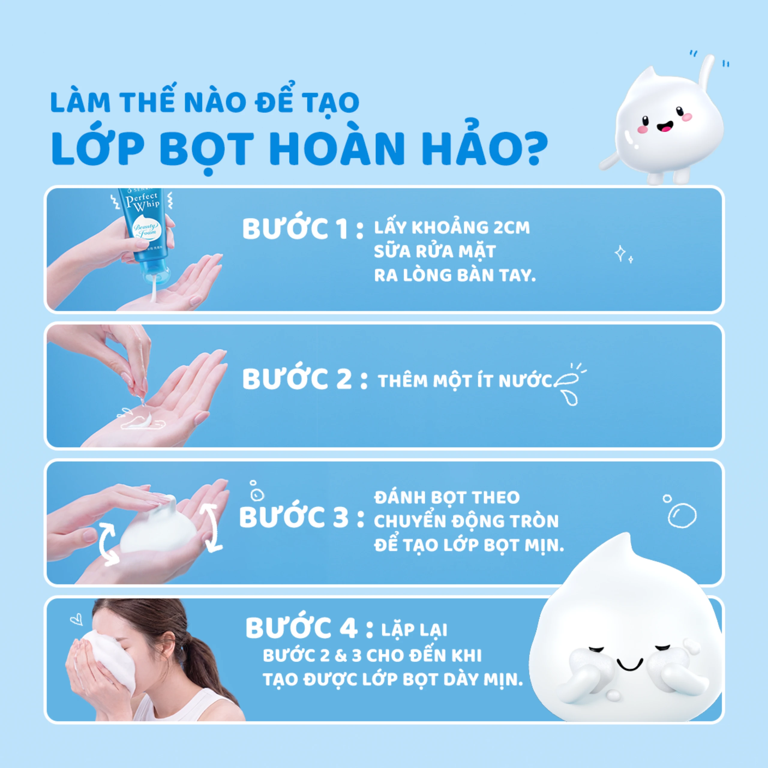 Sữa rửa mặt tạo bọt Senka Perfect Whip FA làm sạch sâu, dưỡng ẩm da (120g) 6