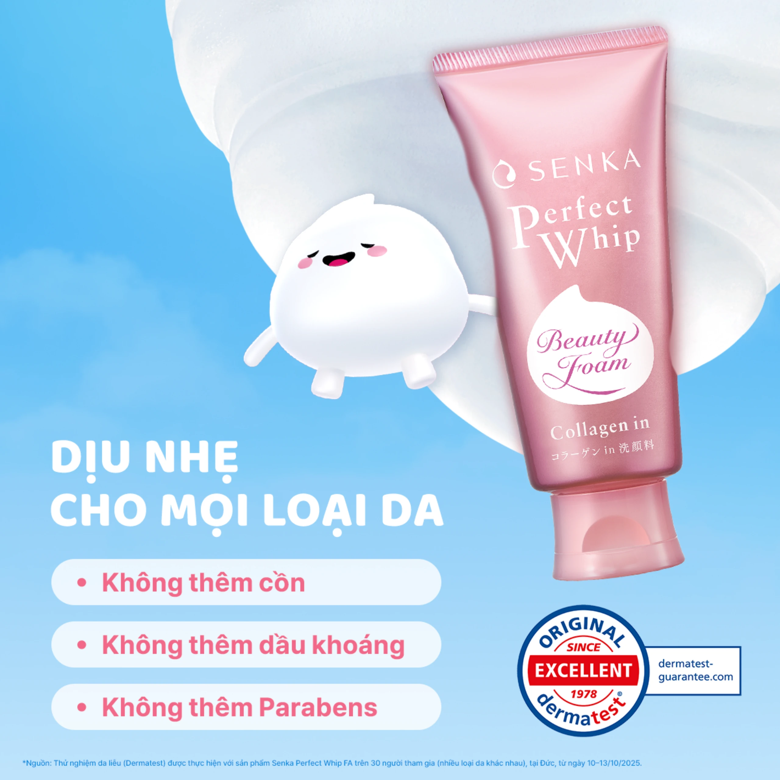 Sữa rửa mặt tạo bọt Senka Perfect Whip Collagen In FA làm sạch, săn chắc và dưỡng ẩm da (120g) 4