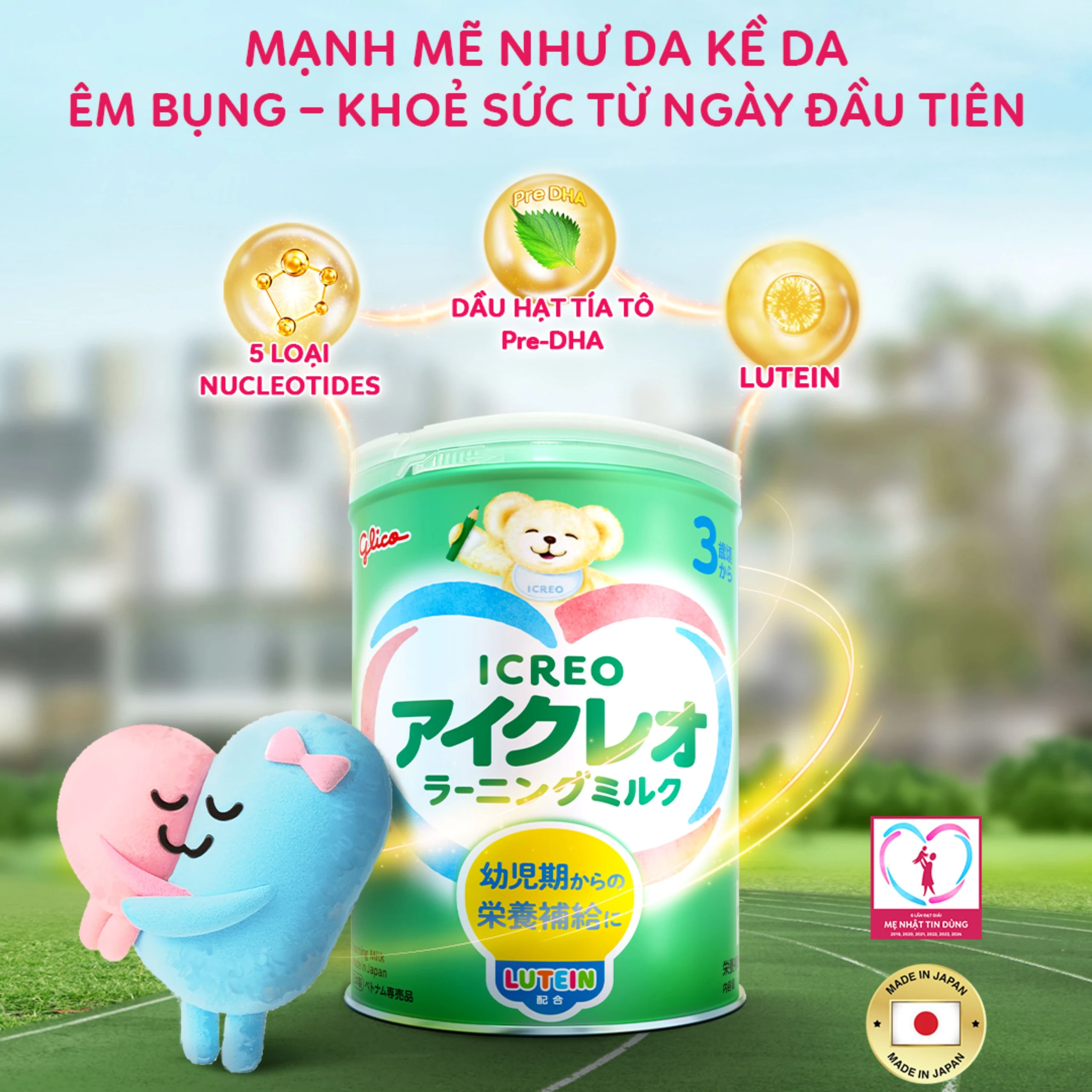 Sữa cho trẻ từ 3 tuổi Icreo Learning Milk Glico (820g) 3