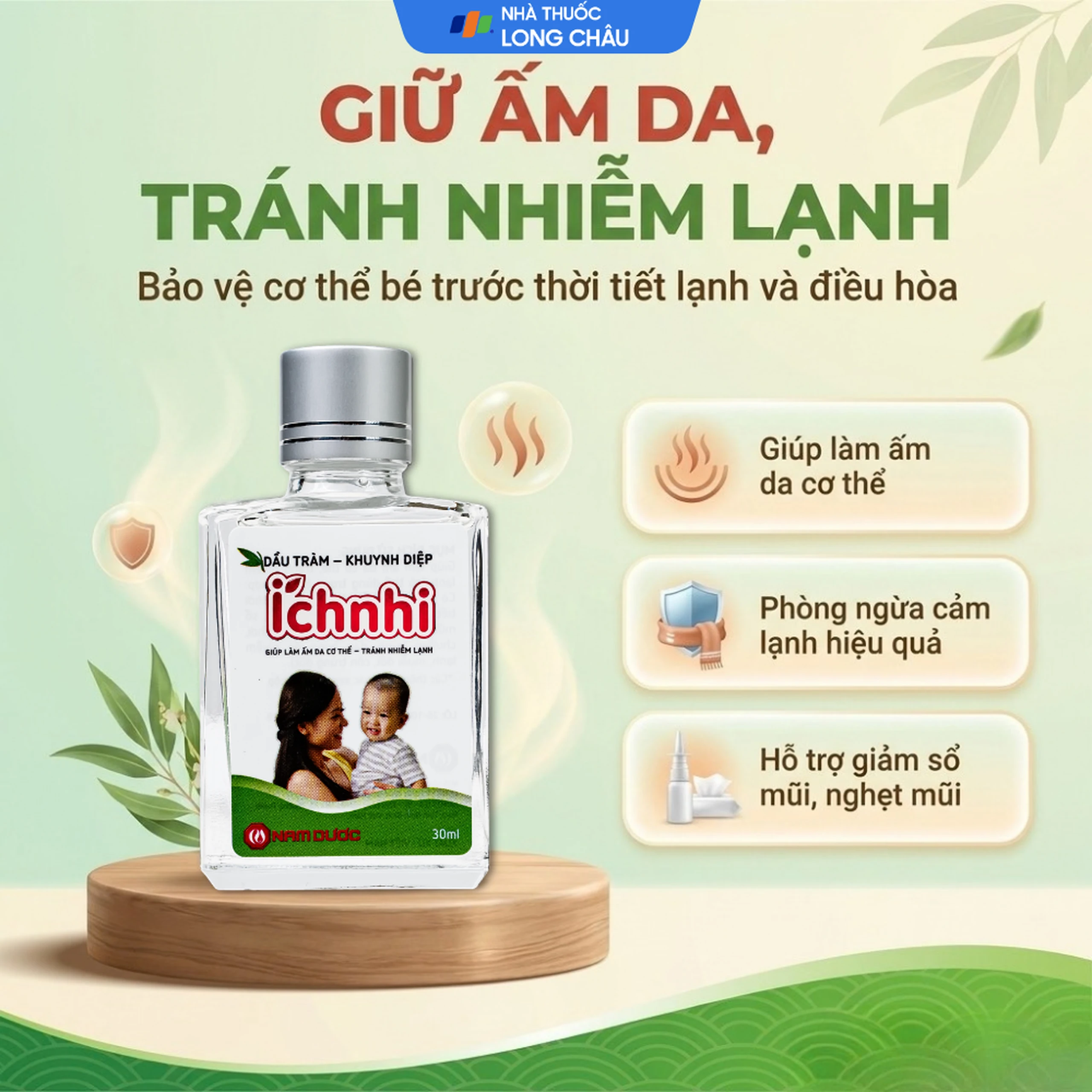 Dầu tràm khuynh diệp Ích nhi giúp giữ ấm cơ thể, phòng cảm lạnh (30ml) 2