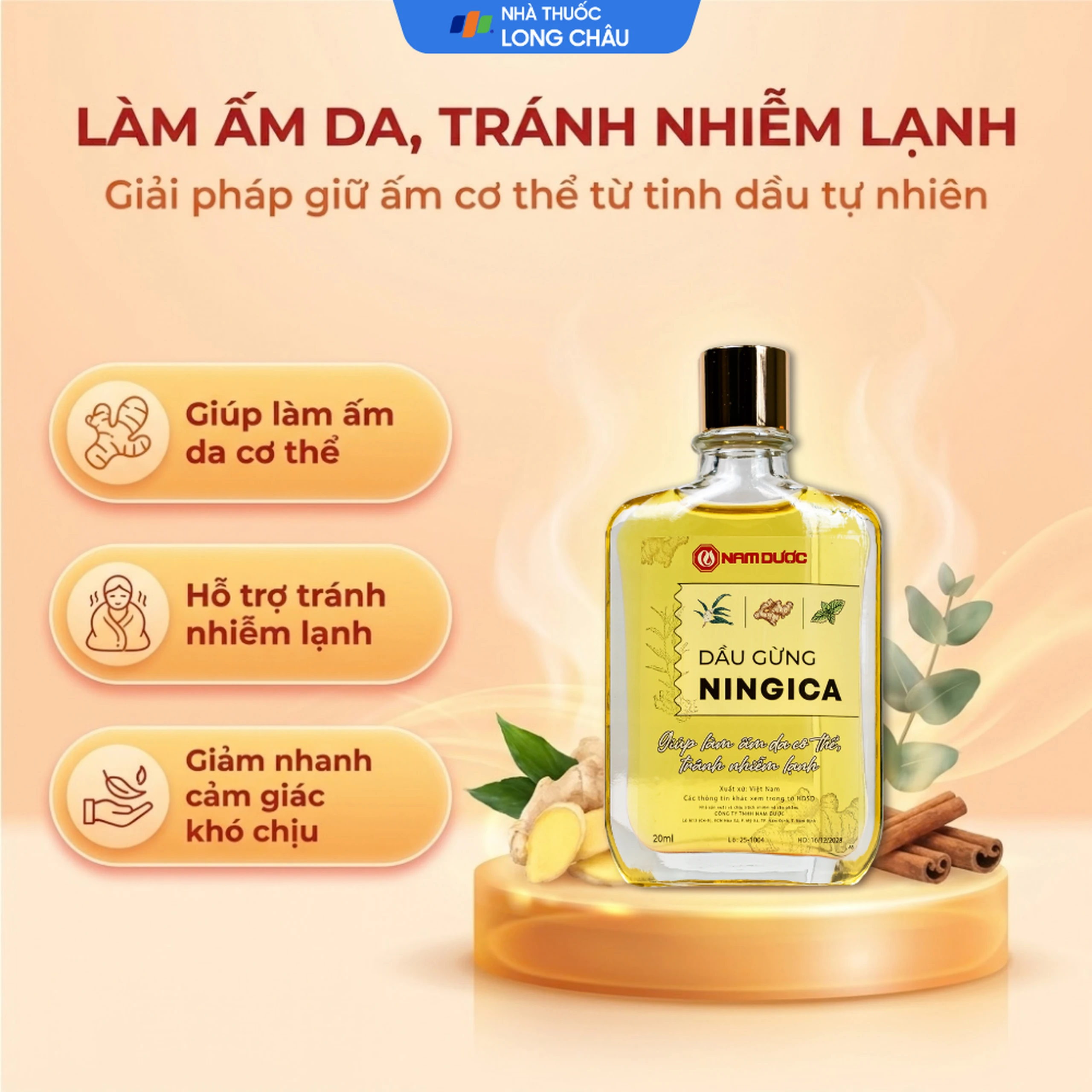 Dầu gừng Ningica giúp làm ấm cơ thể, giữ ấm (20ml) 2