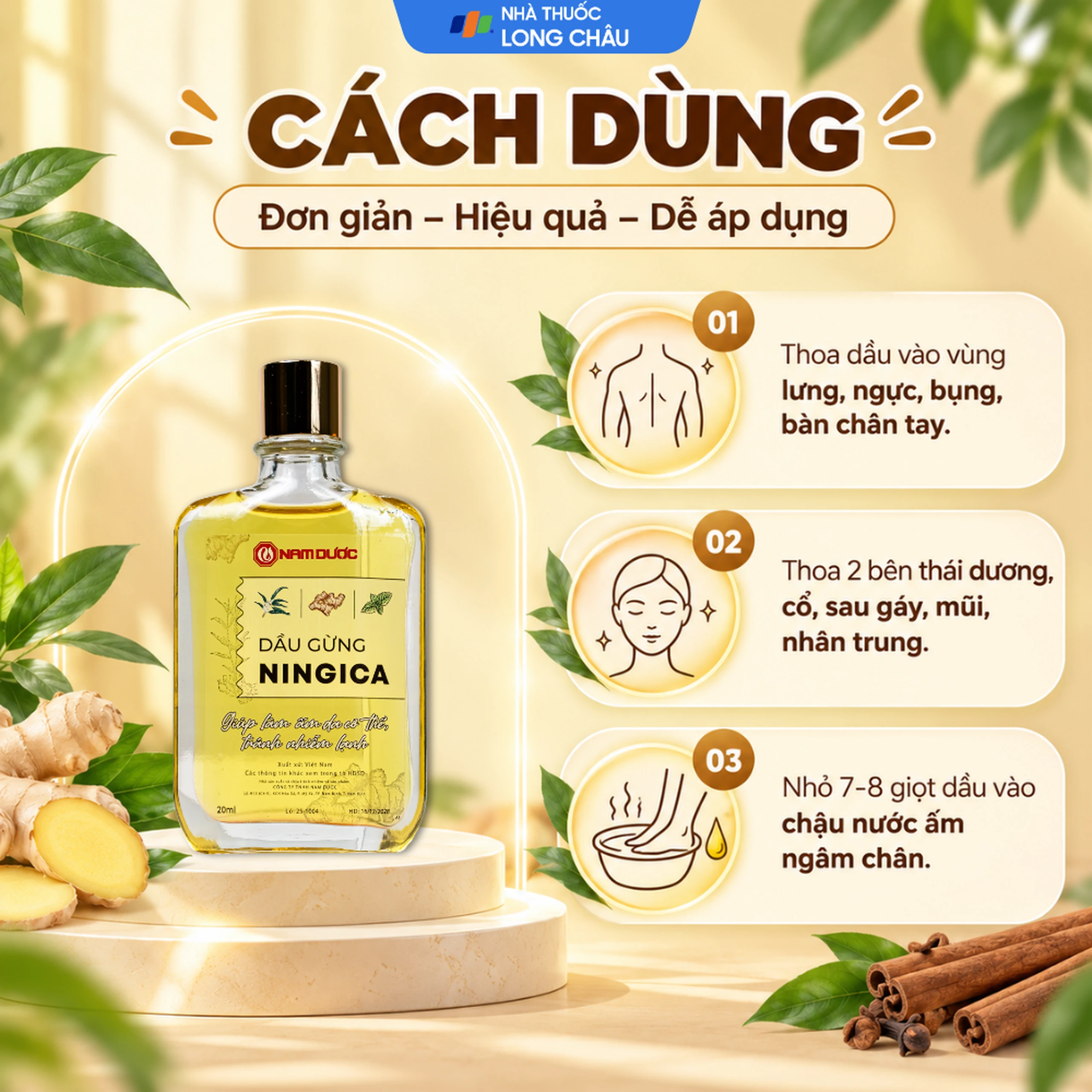 Dầu gừng Ningica giúp làm ấm cơ thể, giữ ấm (20ml) 5