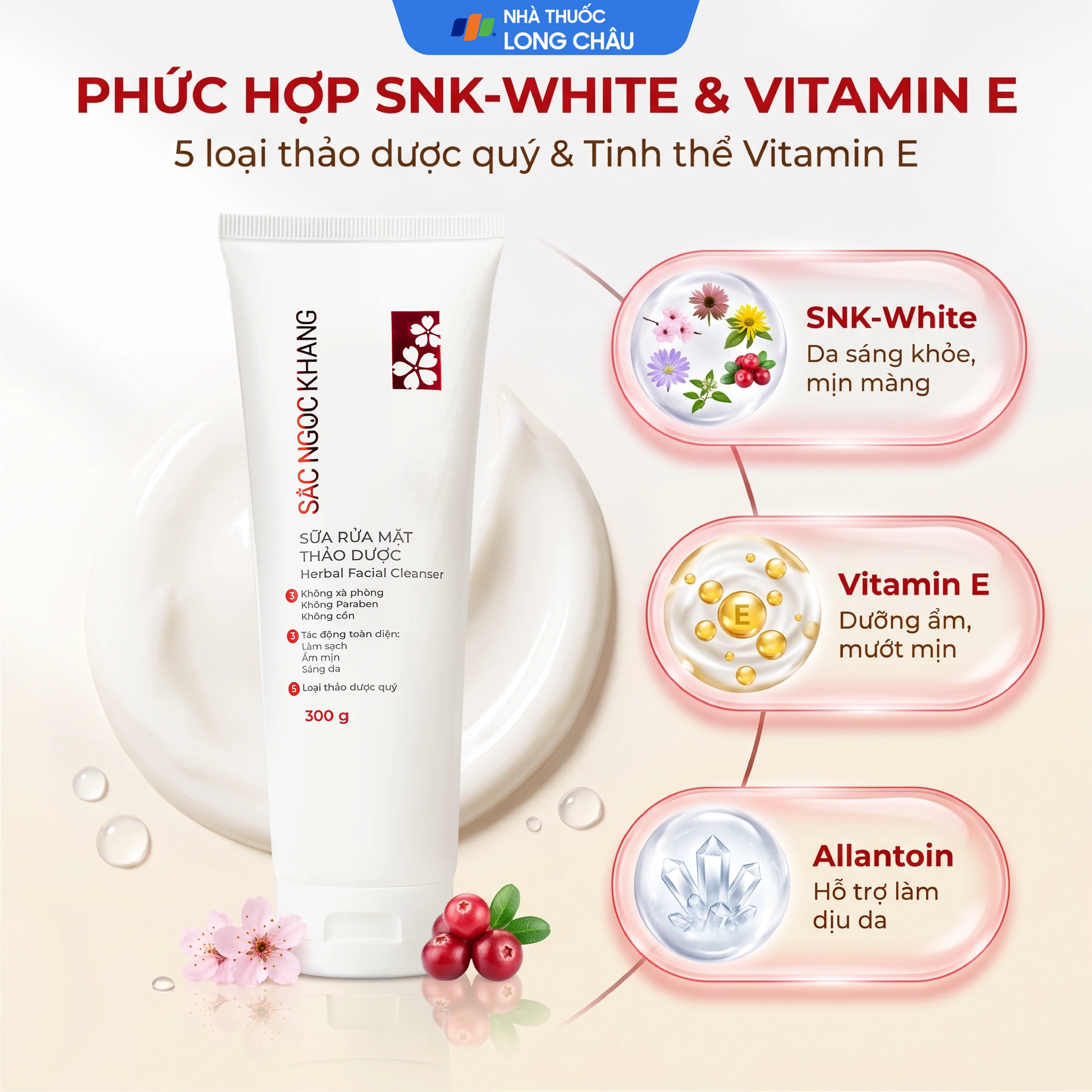 Sữa rửa mặt thảo dược sáng da Sắc ngọc khang (300g) 3