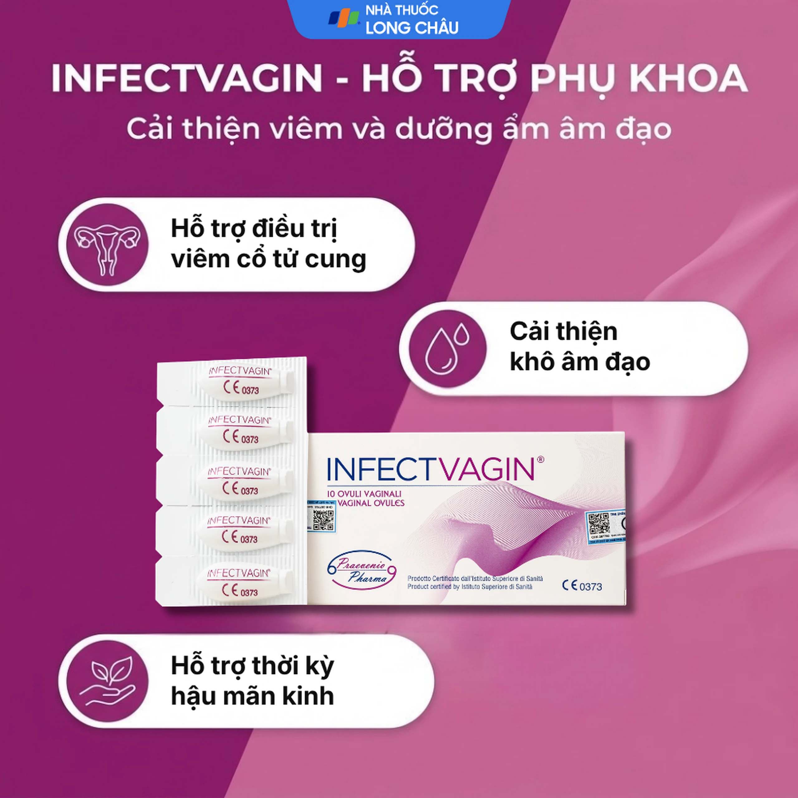 Viên đặt âm đạo Infectvagin hỗ trợ điều trị viêm cổ tử cung, teo niêm mạc âm đạo (2 vỉ x 5 viên) 2