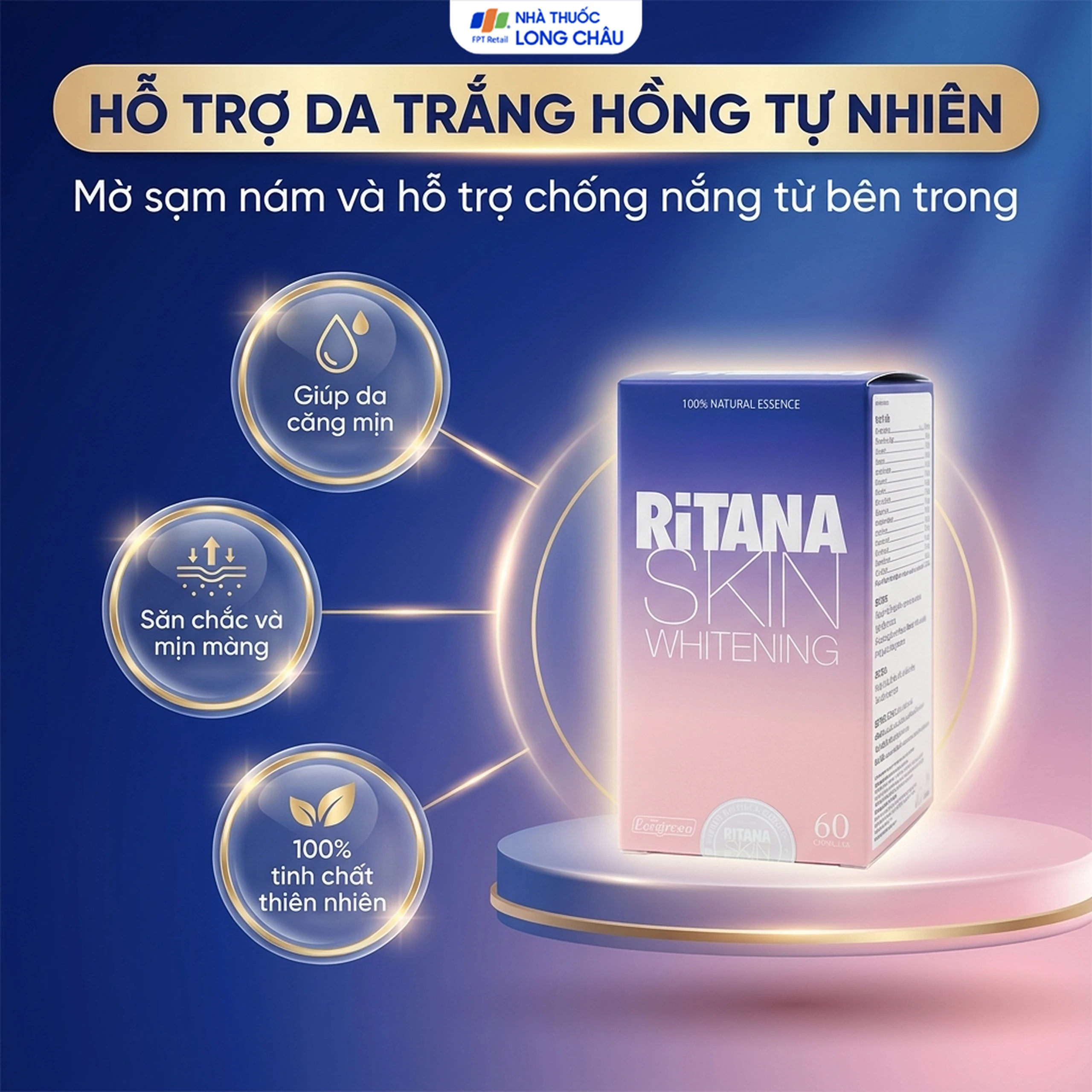 Viên uống hỗ trợ da trắng hồng tự nhiên Ritana (60 viên) 2