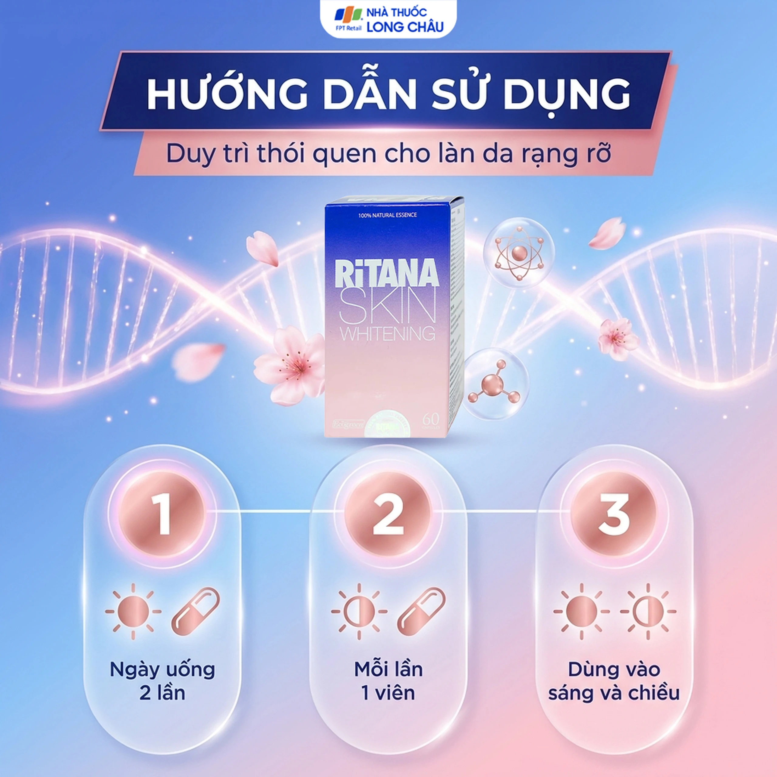 Viên uống hỗ trợ da trắng hồng tự nhiên Ritana (60 viên) 5