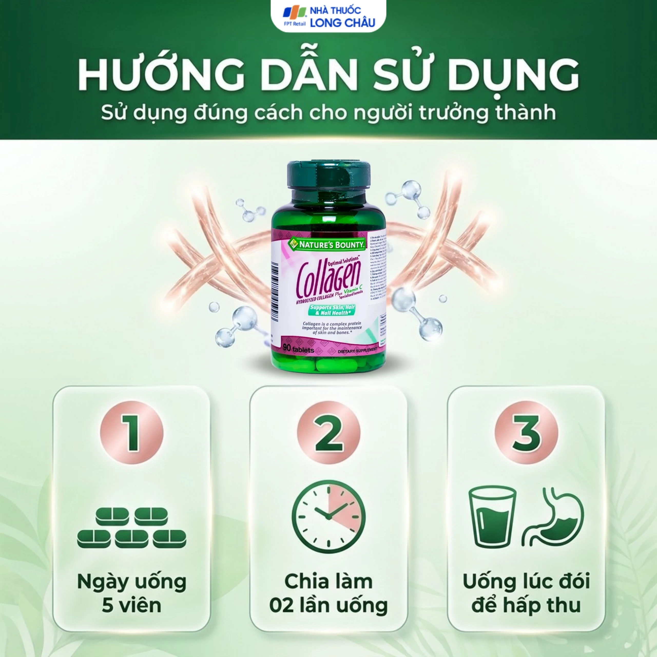 Viên uống giúp đẹp da, móng, tóc chắc khỏe, hỗ trợ chống oxy hoá Hydro-lyzed Collagen With Vitamin C Nature's Bounty (90 viên) 5