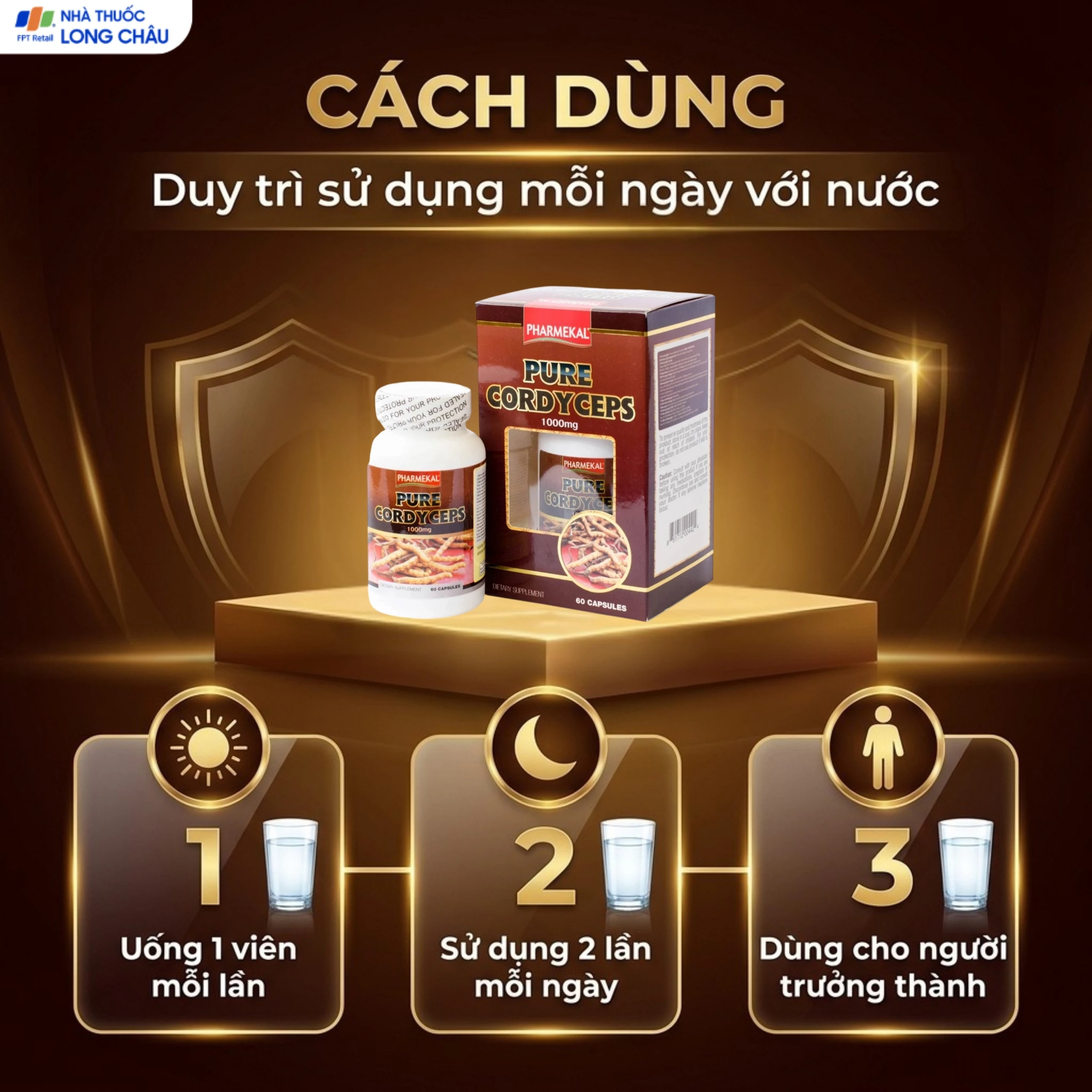 Viên uống Đông trùng hạ thảo giúp tăng cường sức đề kháng Pure Cordyceps Pharmekal (60 viên) 6
