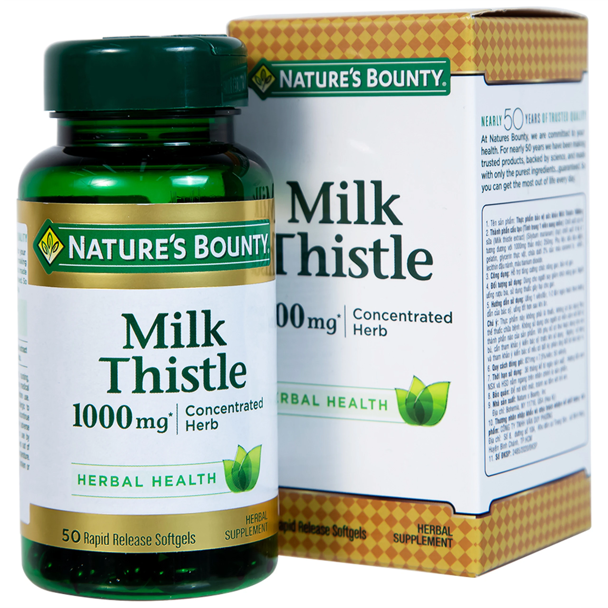 Viên uống hỗ trợ tăng cường chức năng gan, bảo vệ gan Milk Thistle Nature's Bounty (50 viên)