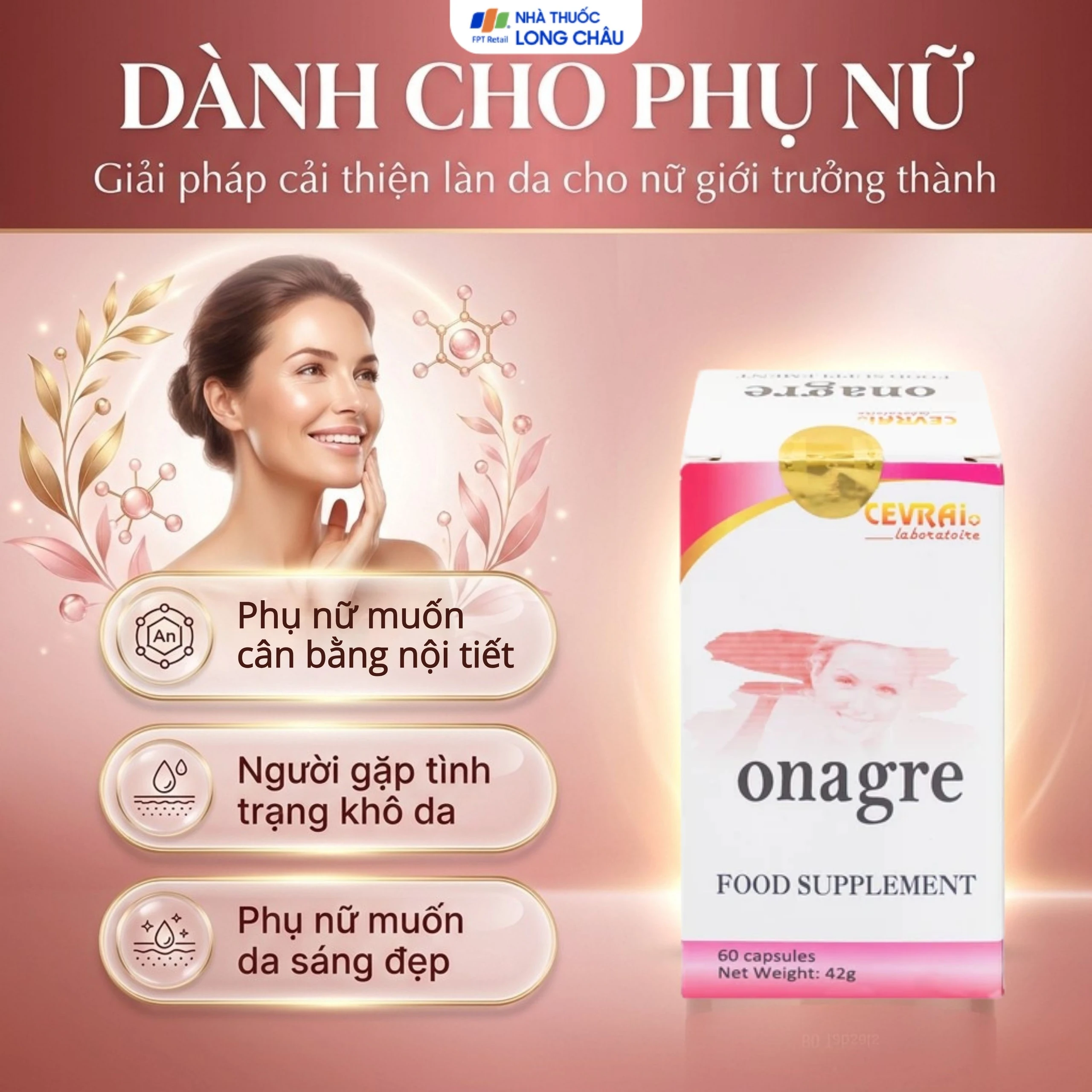 Viên uống giúp da sáng đẹp, giảm quá trình oxy hóa, cải thiện độ ẩm cho da Onagre Cevrai (60 viên) 4