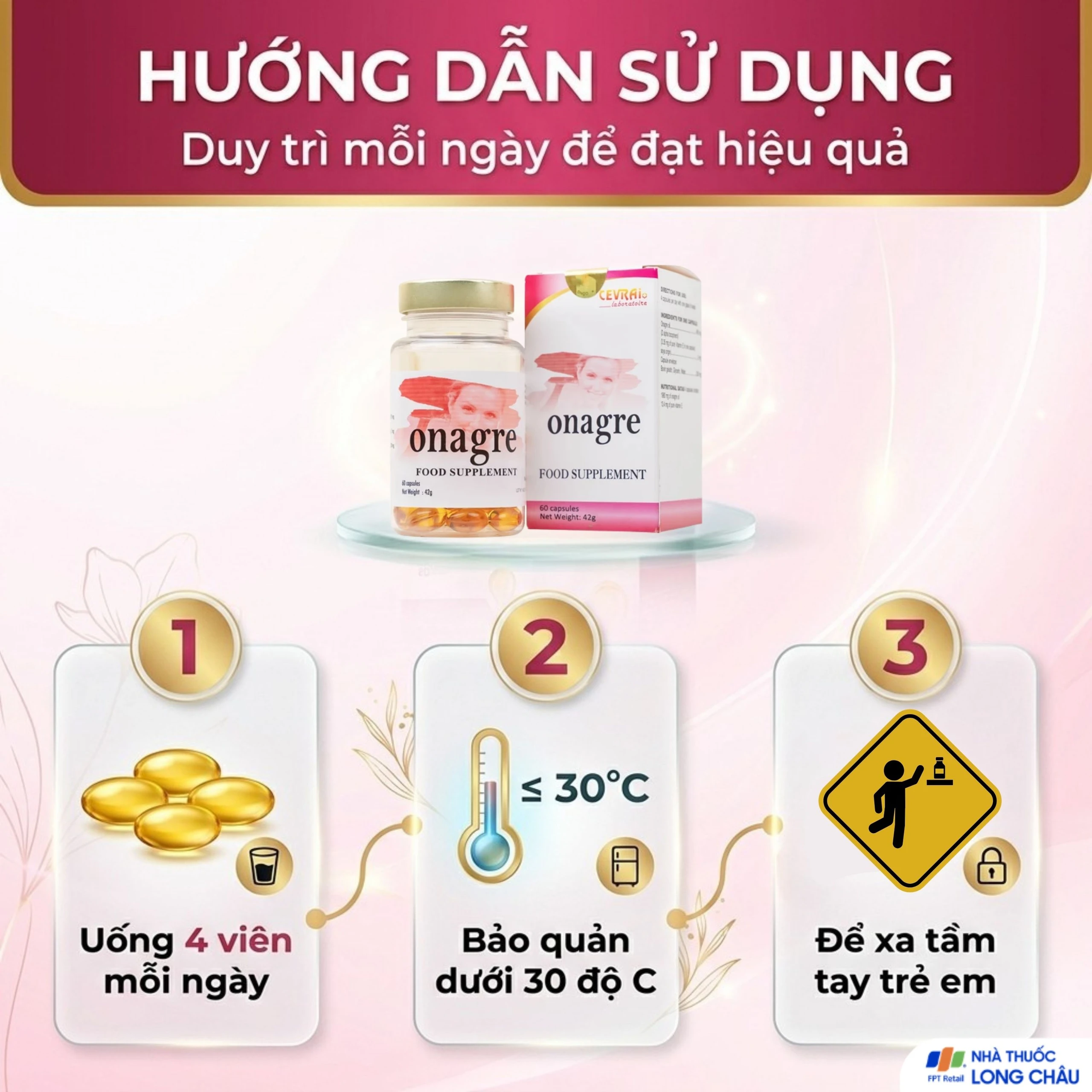 Viên uống giúp da sáng đẹp, giảm quá trình oxy hóa, cải thiện độ ẩm cho da Onagre Cevrai (60 viên) 5