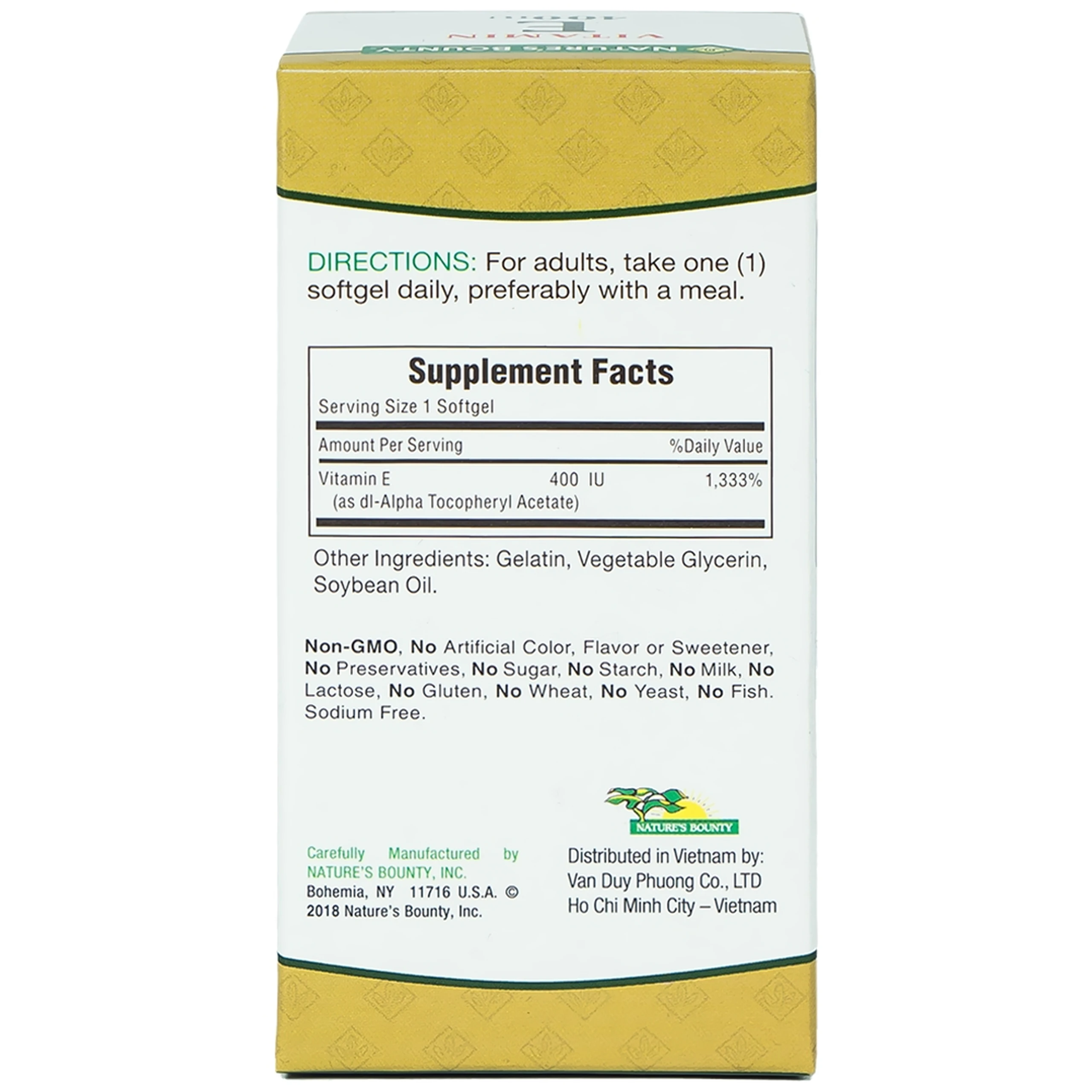 Viên uống bổ sung Vitamin E làm chậm quá trình lão hóa da Vitamin E 400IU Nature's Bounty (30 viên)