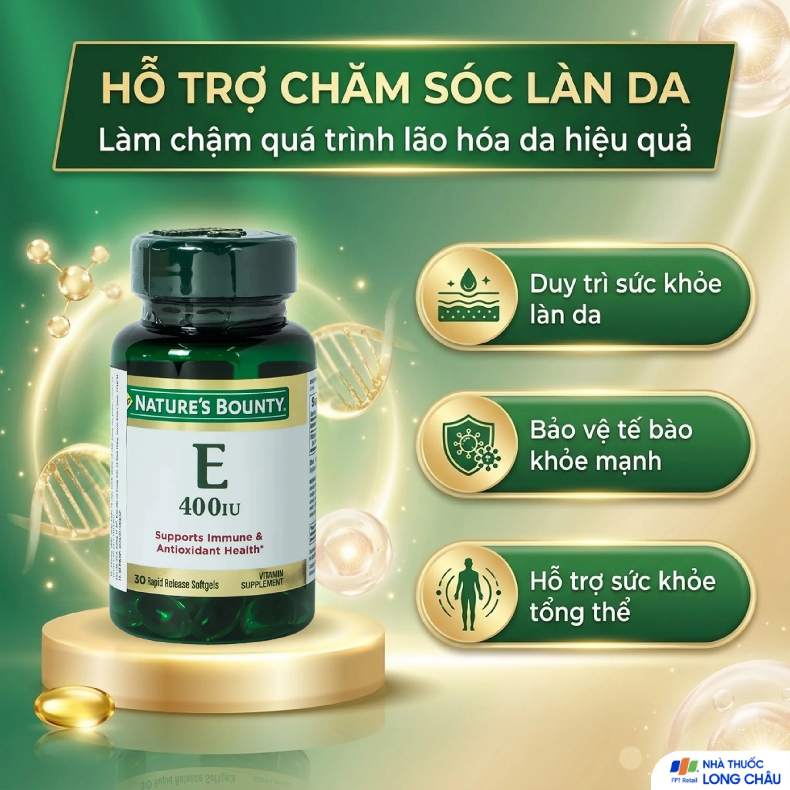 Viên uống bổ sung Vitamin E làm chậm quá trình lão hóa da Vitamin E 400IU Nature's Bounty (30 viên) 5