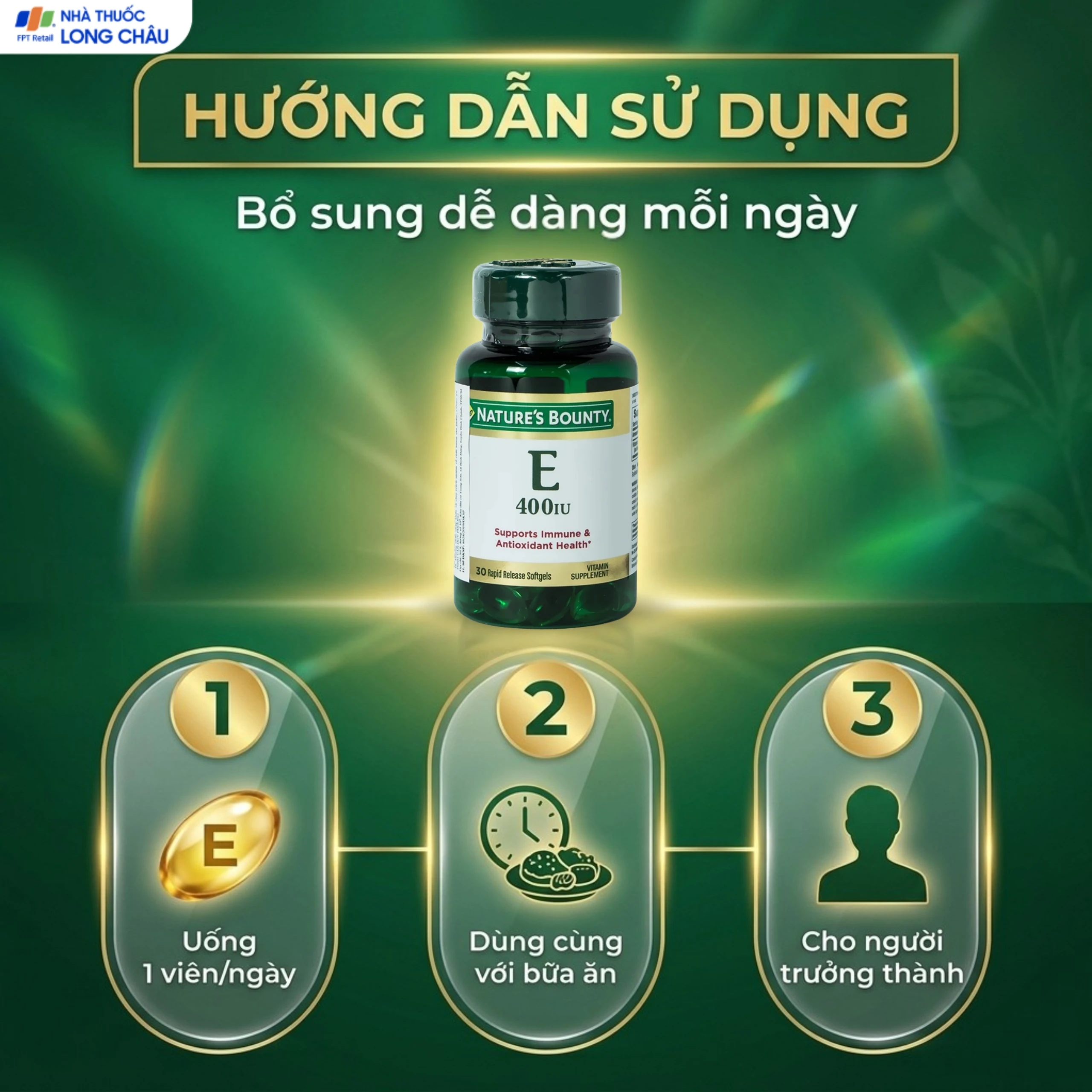 Viên uống bổ sung Vitamin E làm chậm quá trình lão hóa da Vitamin E 400IU Nature's Bounty (30 viên) 6